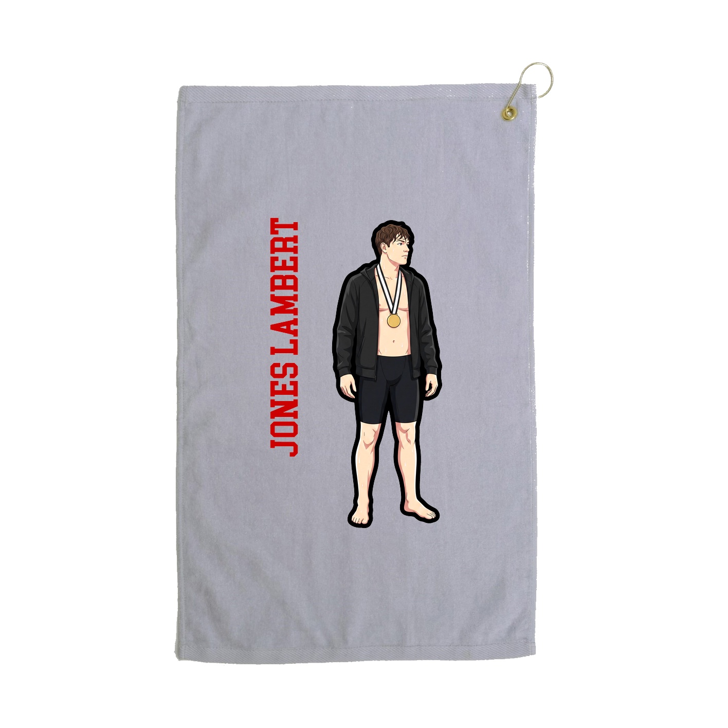 Golf Towel — Name Vertical in Grey