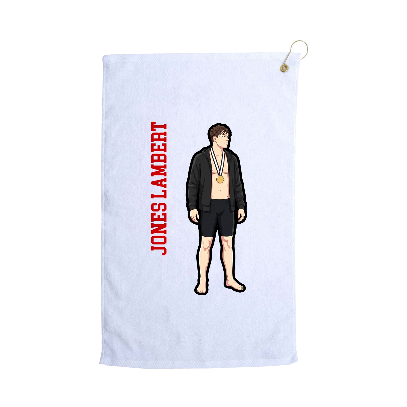 Golf Towel — Name Vertical in White