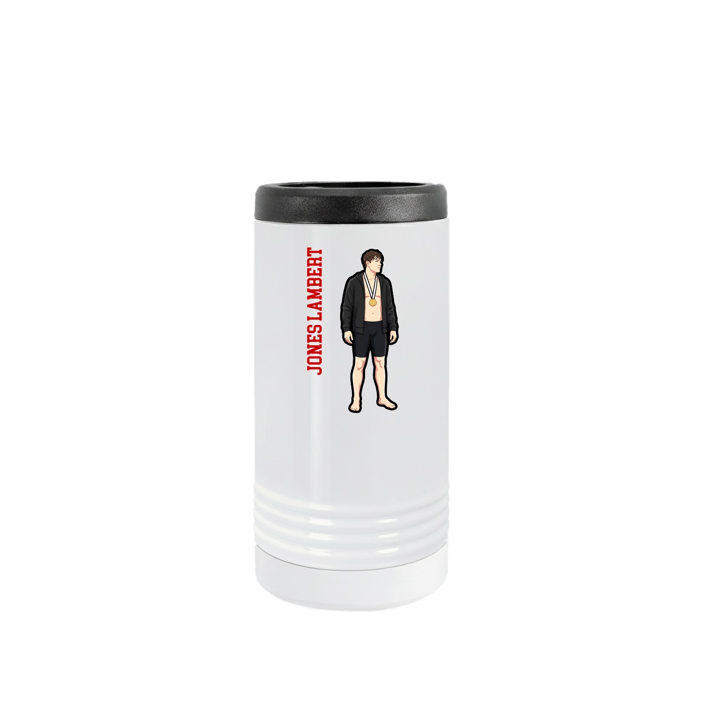 Slim Beverage Holder — Name Vertical in White