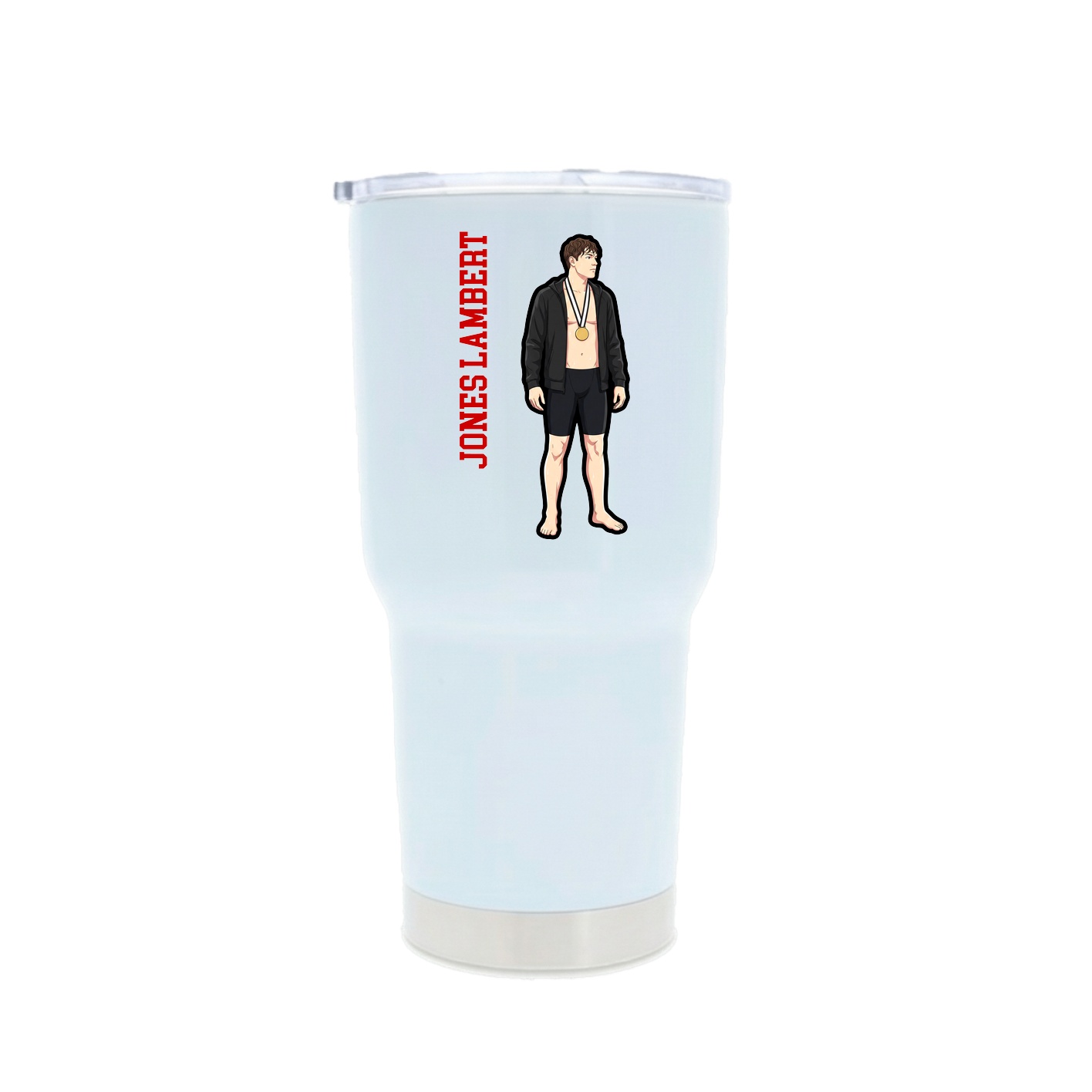 30oz Stainless Steel Tumbler — Name Vertical in White