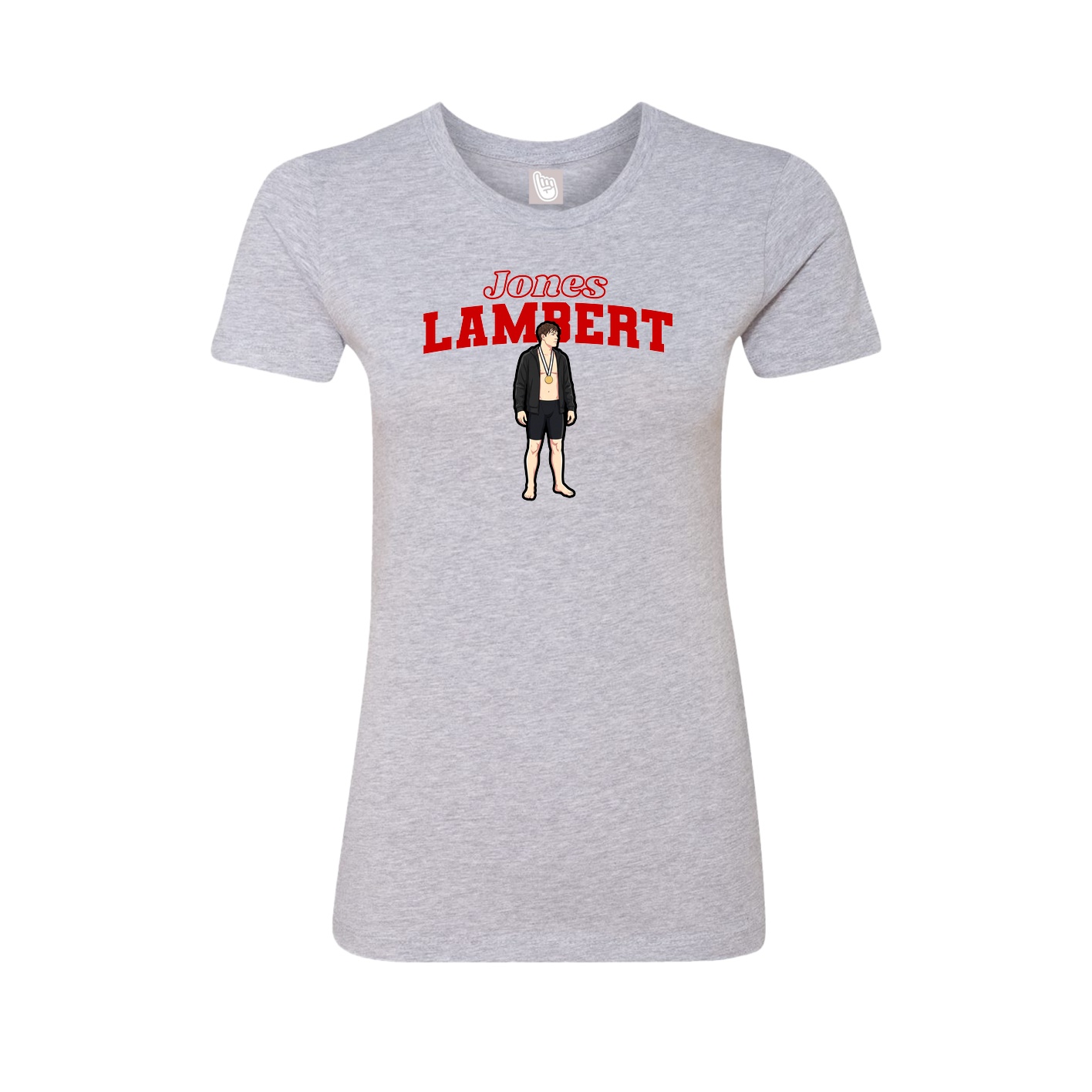 Fitted Women's Tee — Name Arch in Grey