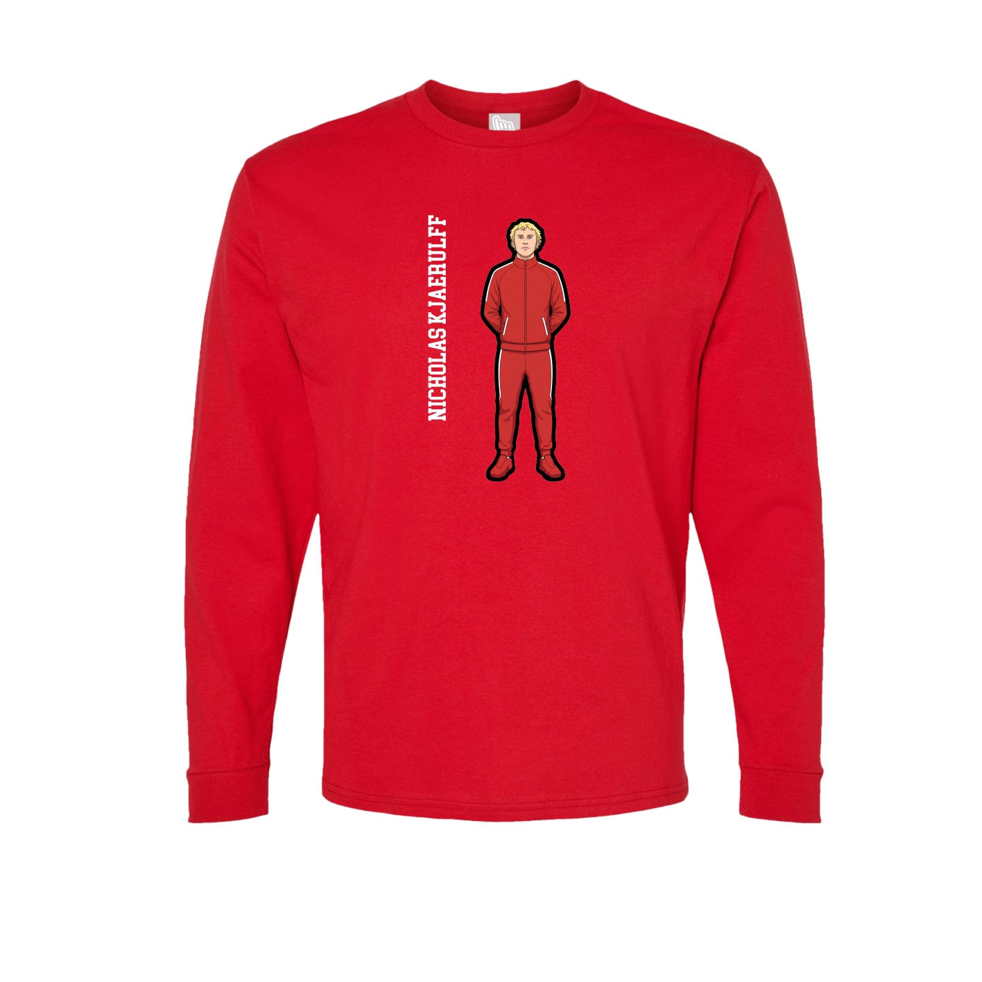 Long Sleeve Tee — Name Vertical in Red