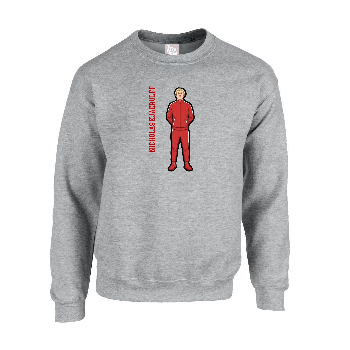 Fleece Crew — Name Vertical in Grey