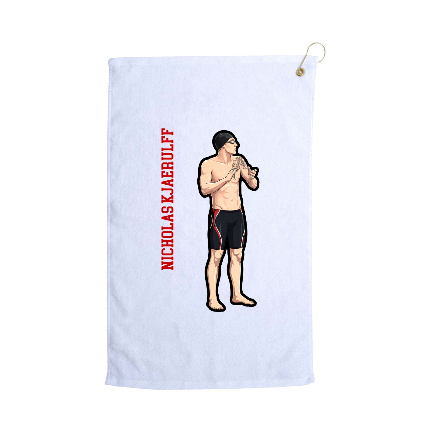 Golf Towel — Name Vertical in White