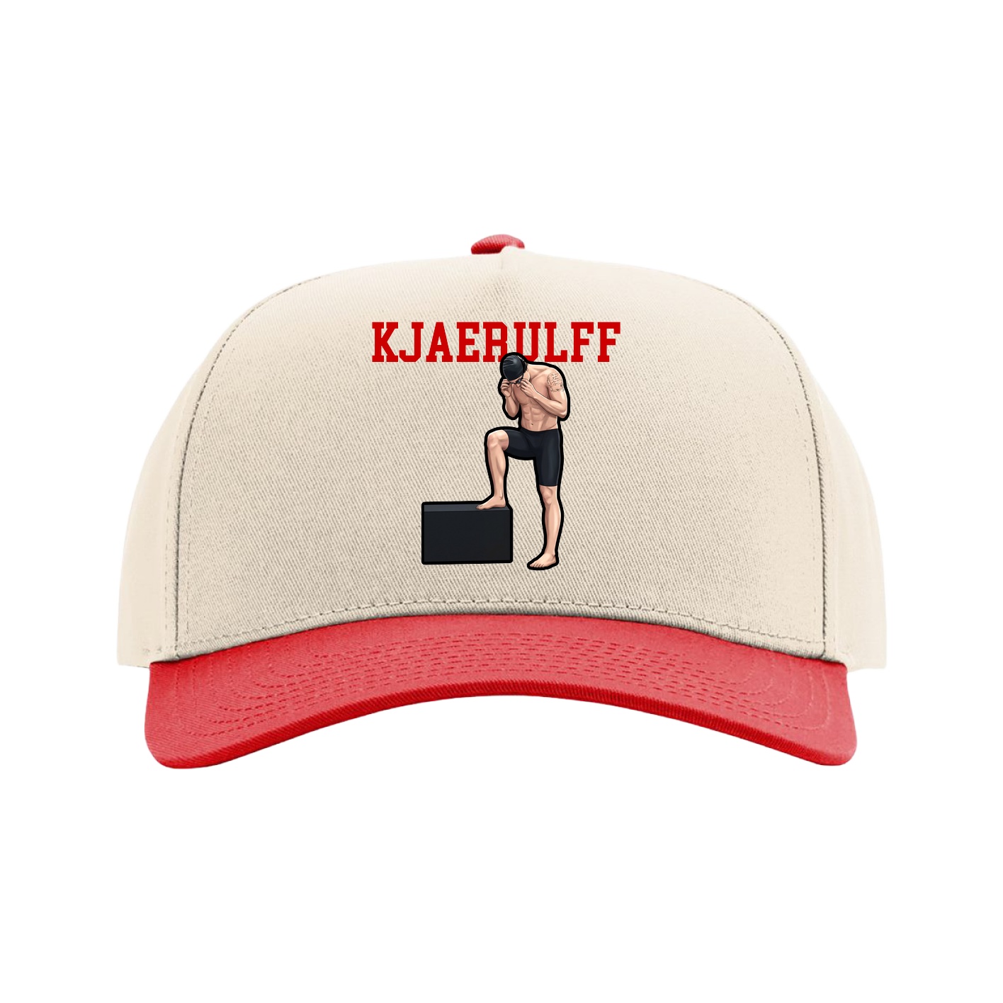 Full Fabric Five-Panel Champ Cap — Shirsey in Cream/Red