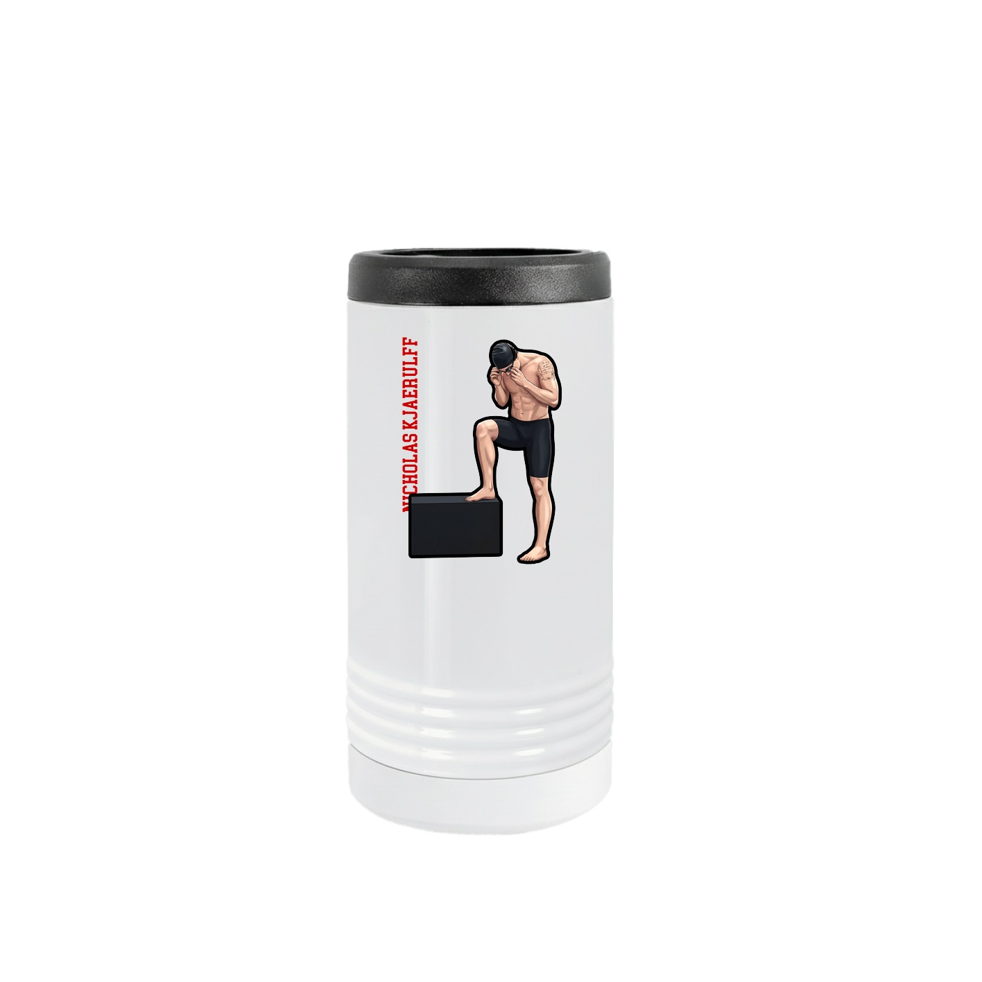 Slim Beverage Holder — Name Vertical in White