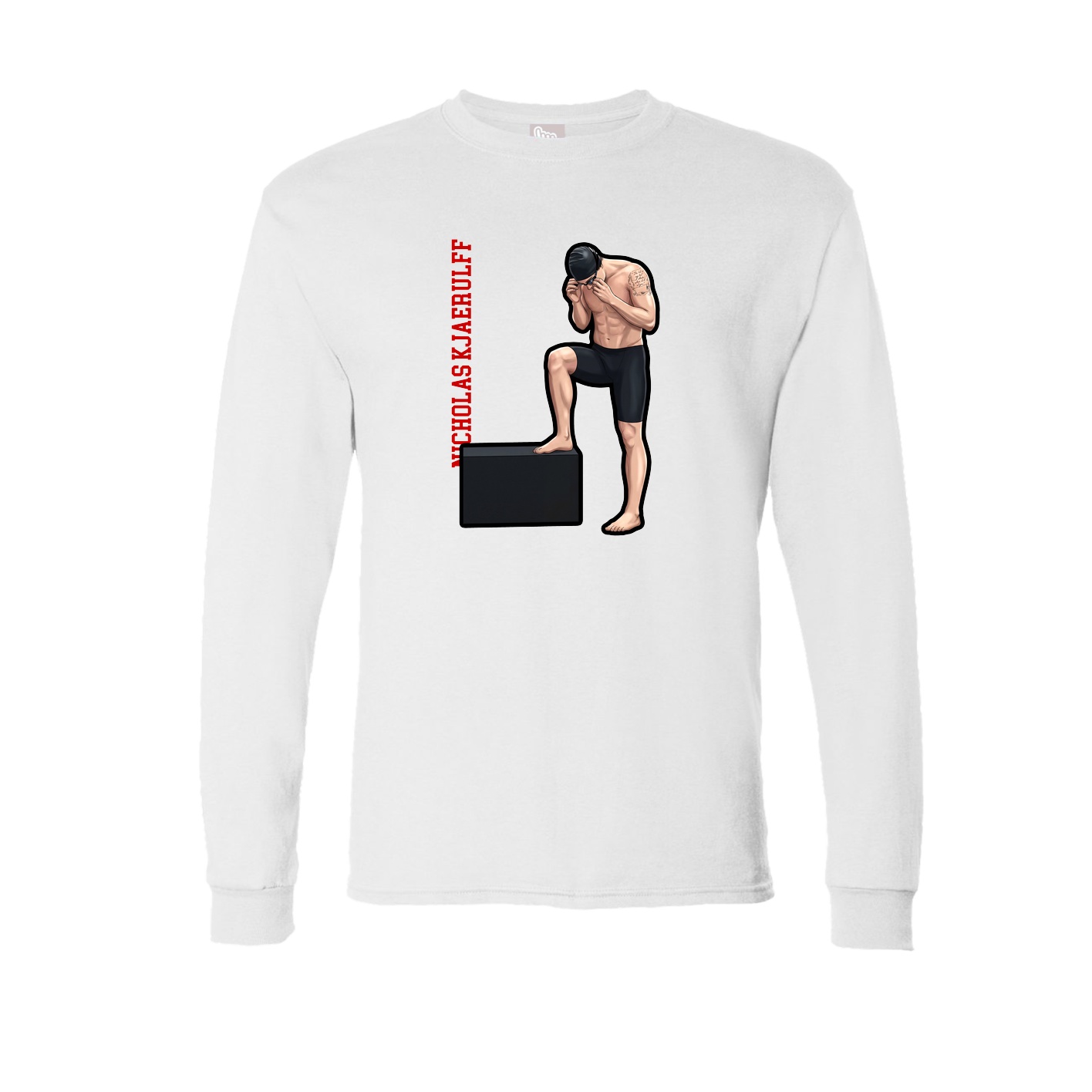 Long Sleeve Tee — Name Vertical in White