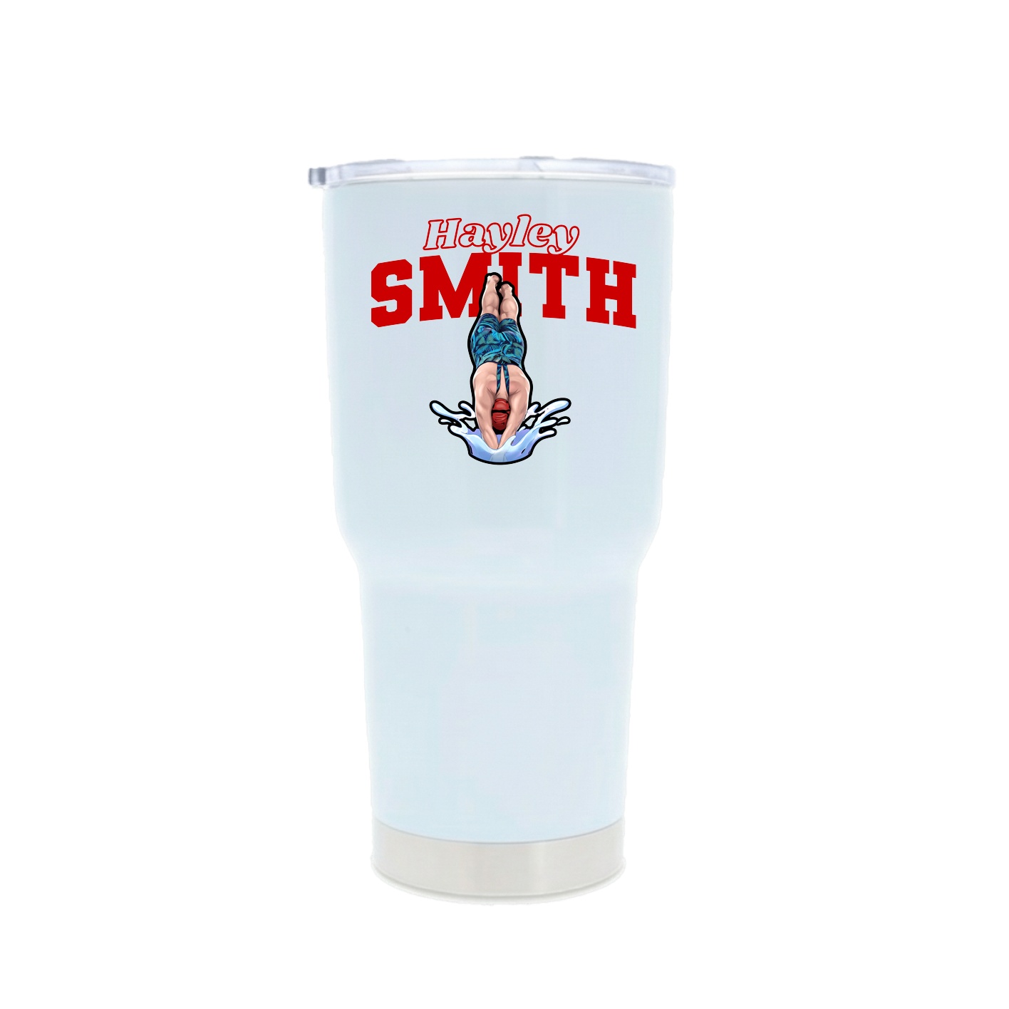 30oz Stainless Steel Tumbler — Name Arch in White