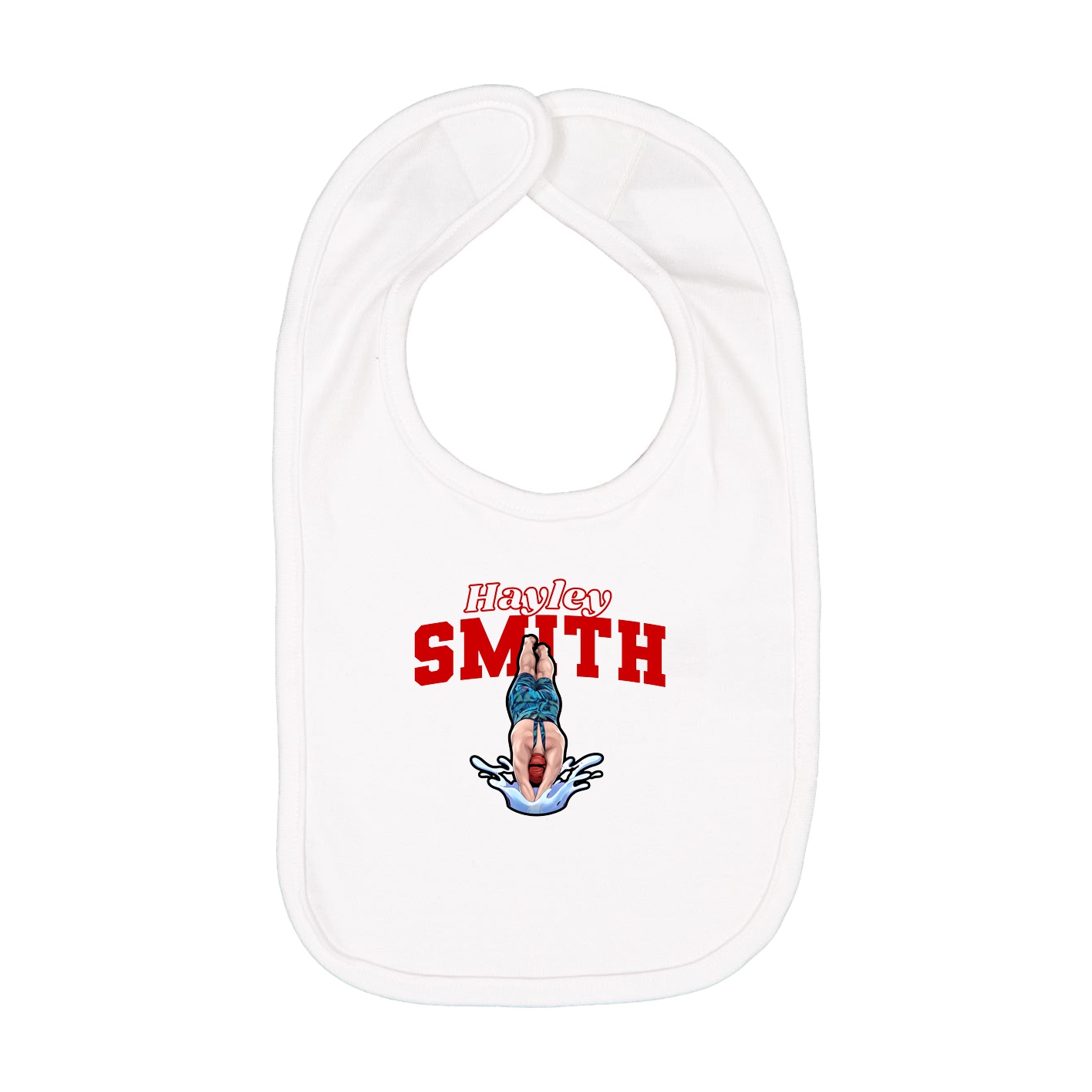 Infant Bib — Name Arch in White