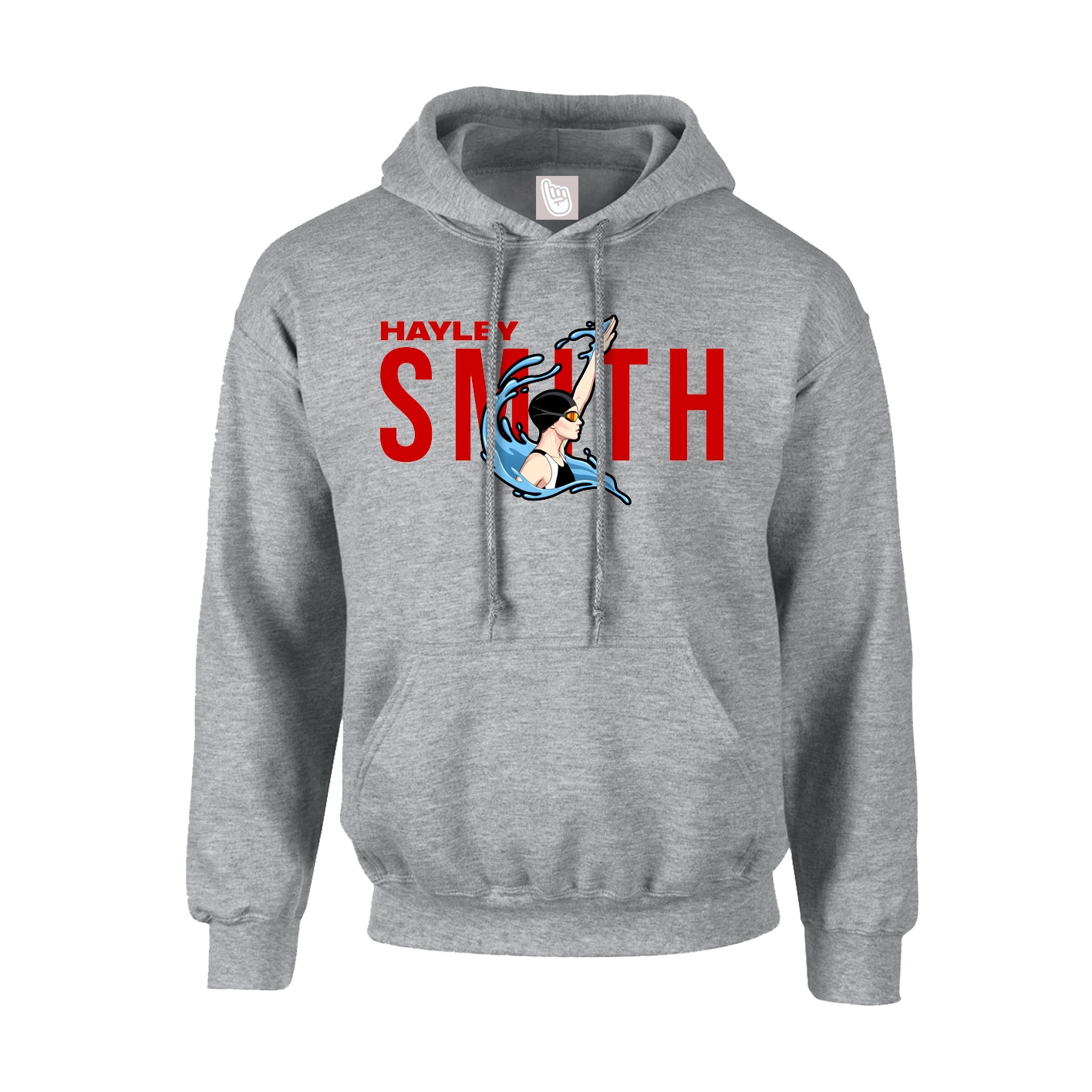 Youth Hoodie — Player Name in Grey