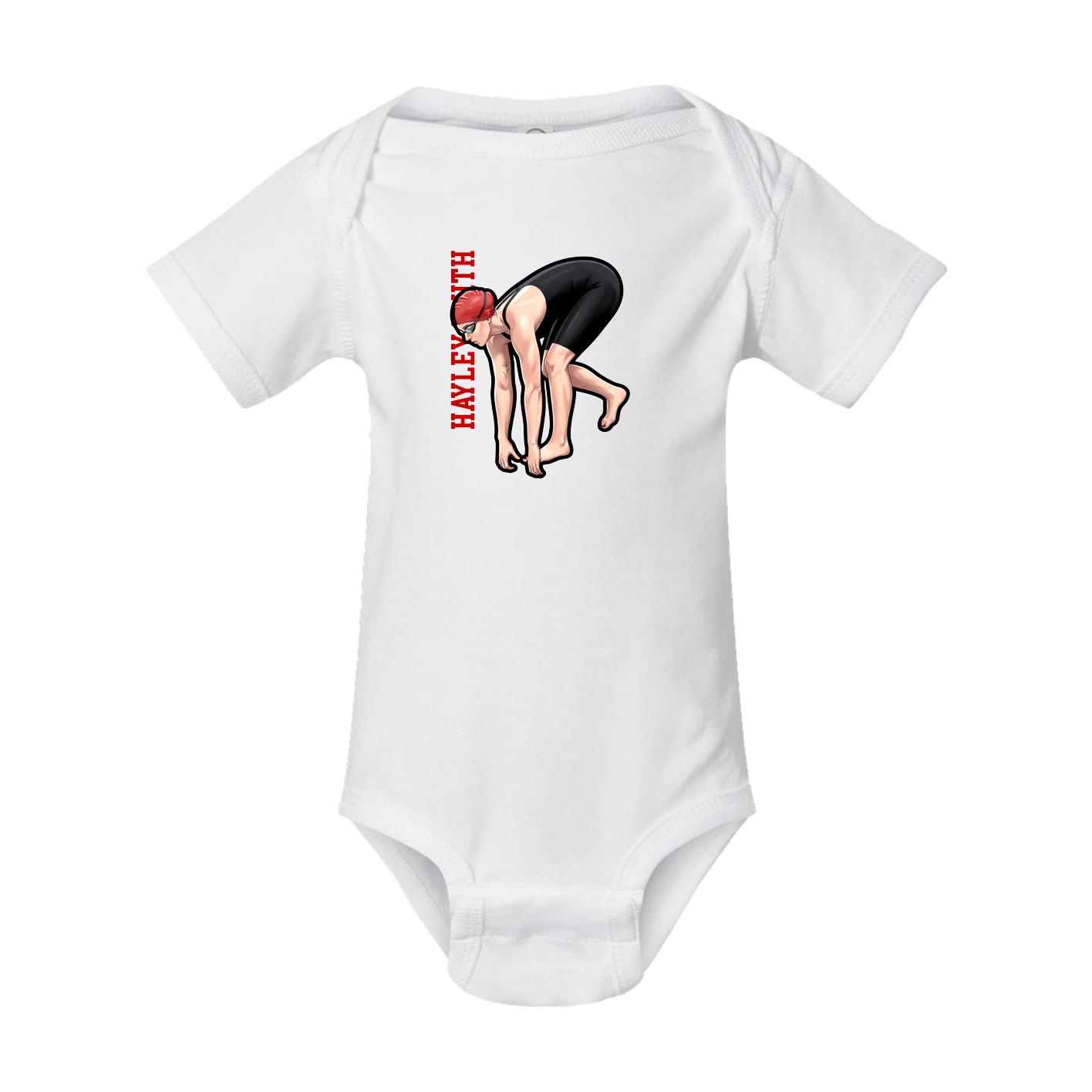 Baby Onesie — Name Vertical in White