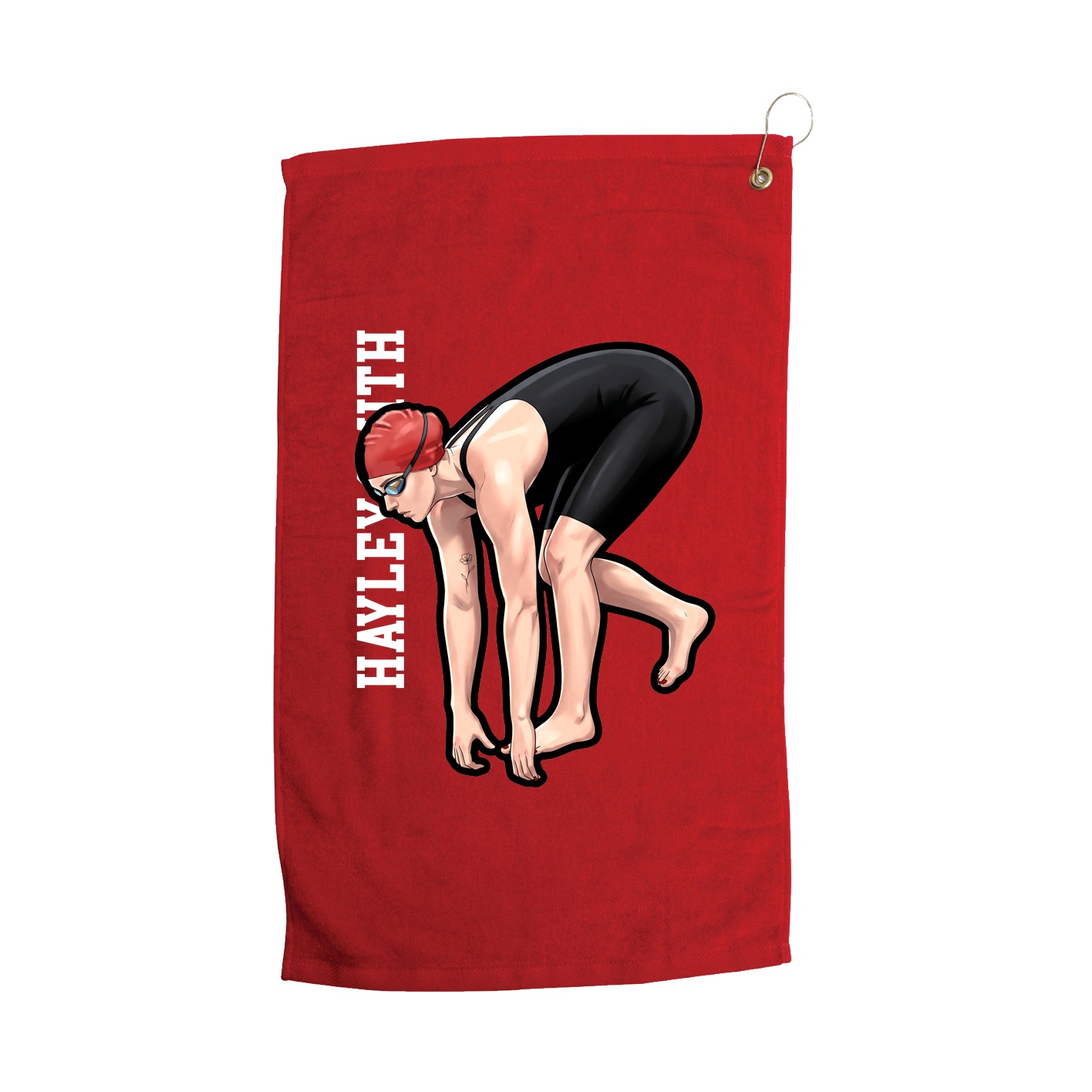 Golf Towel — Name Vertical in Red