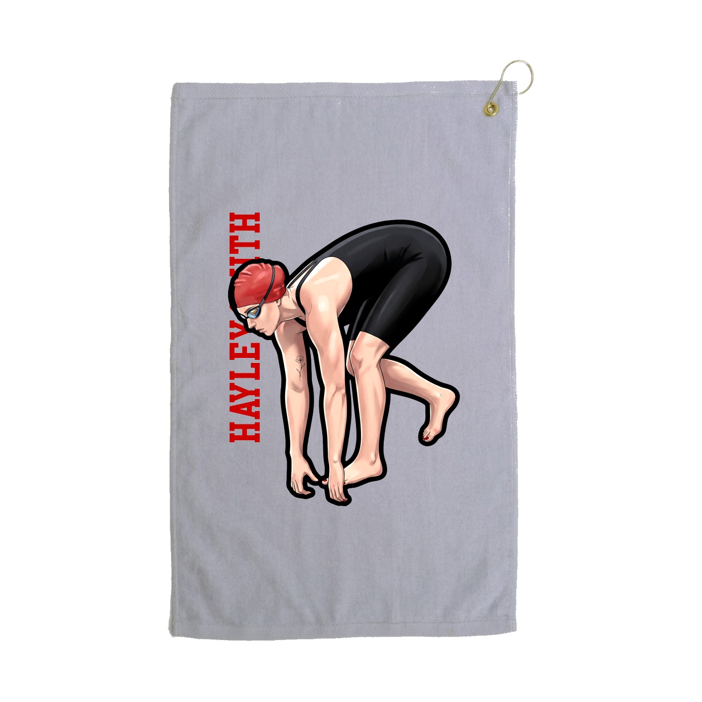 Golf Towel — Name Vertical in Grey