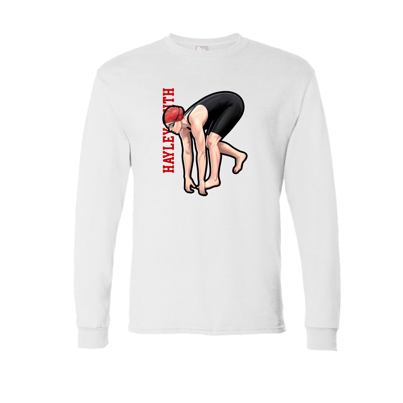 Long Sleeve Tee — Name Vertical in White