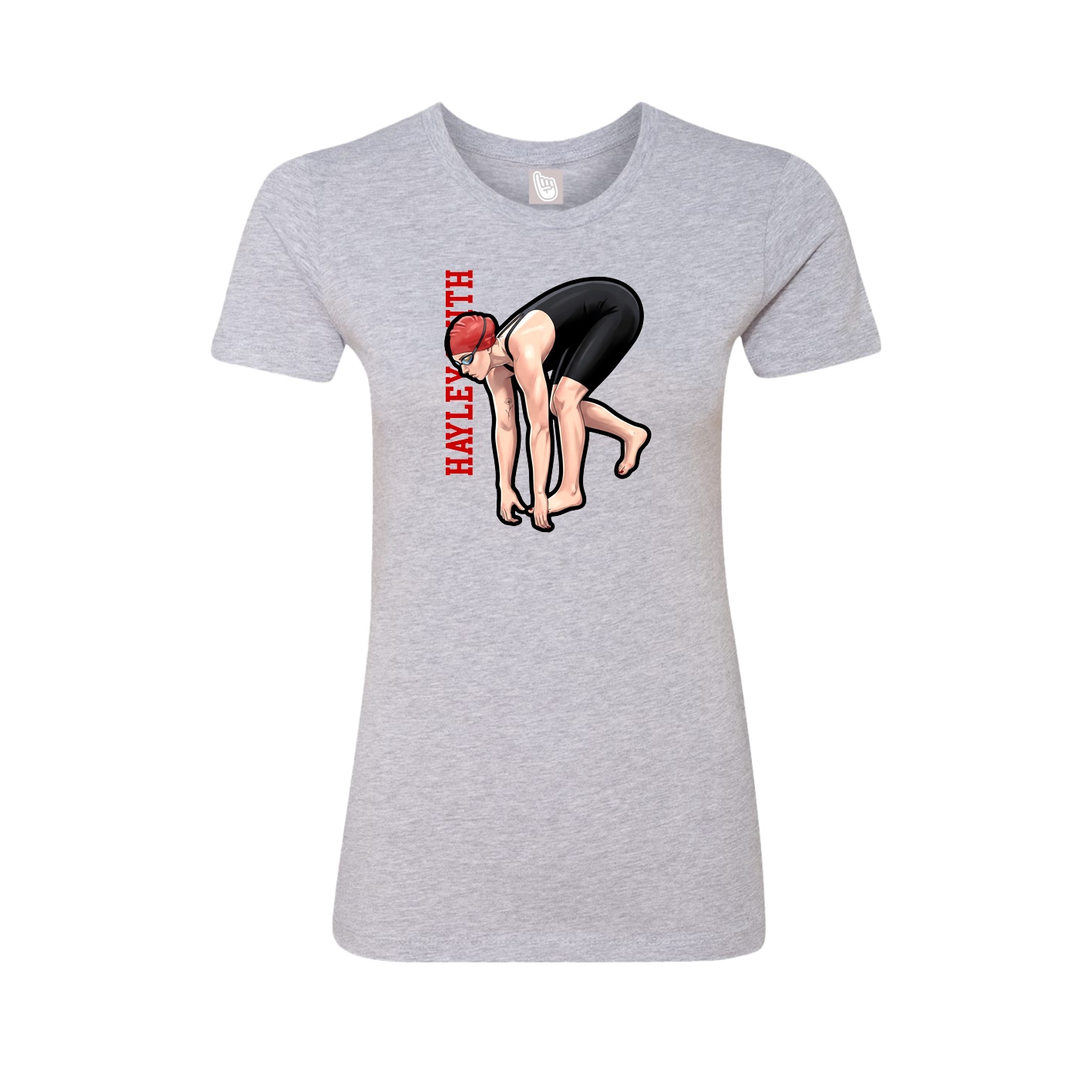Womens Tee — Name Vertical in Grey