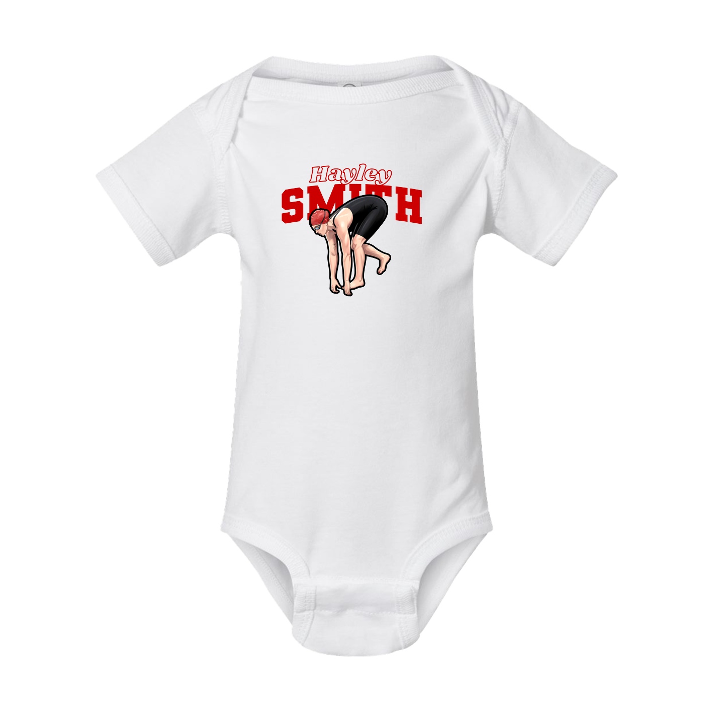 Baby Onesie — Name Arch in White