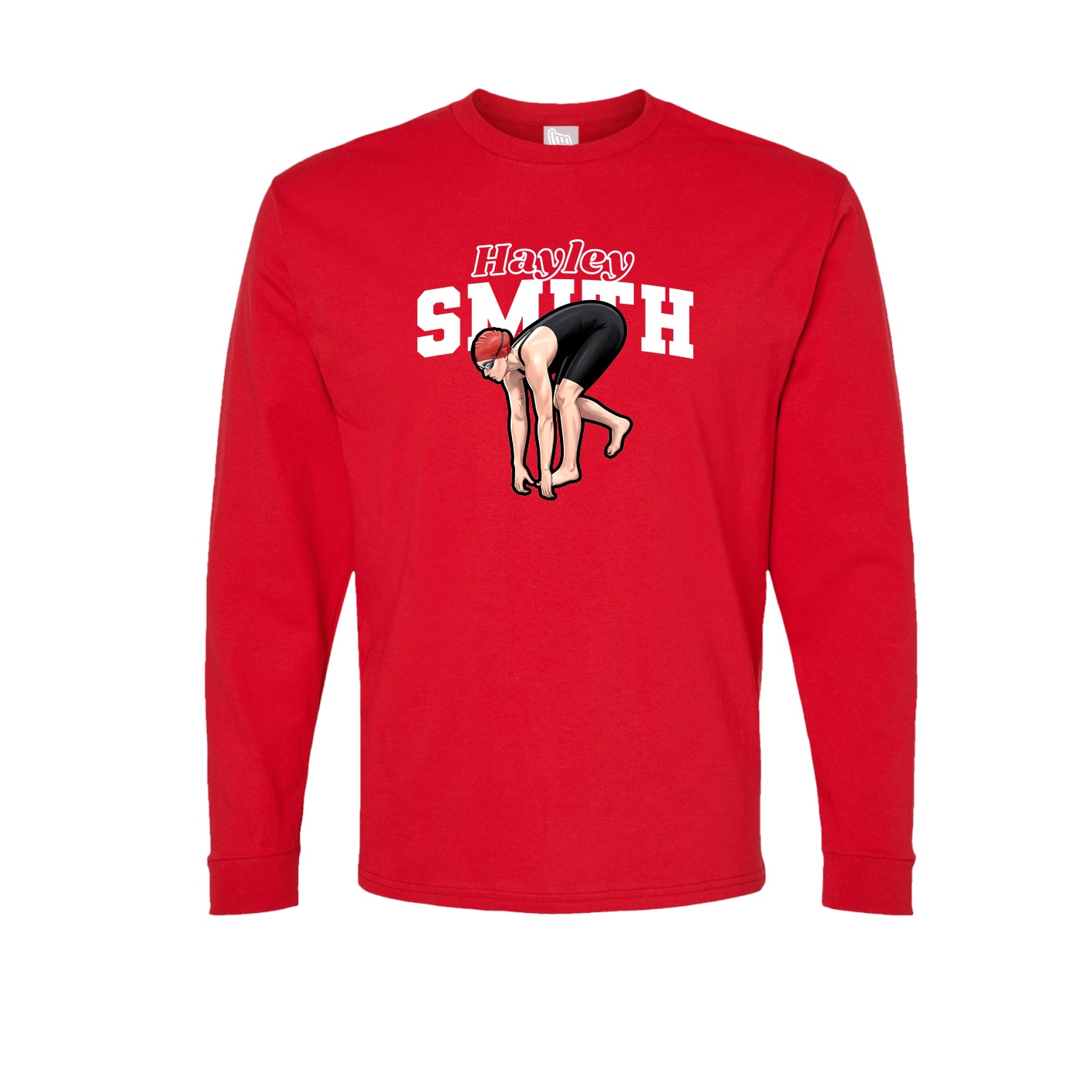 Long Sleeve Tee — Name Arch in Red