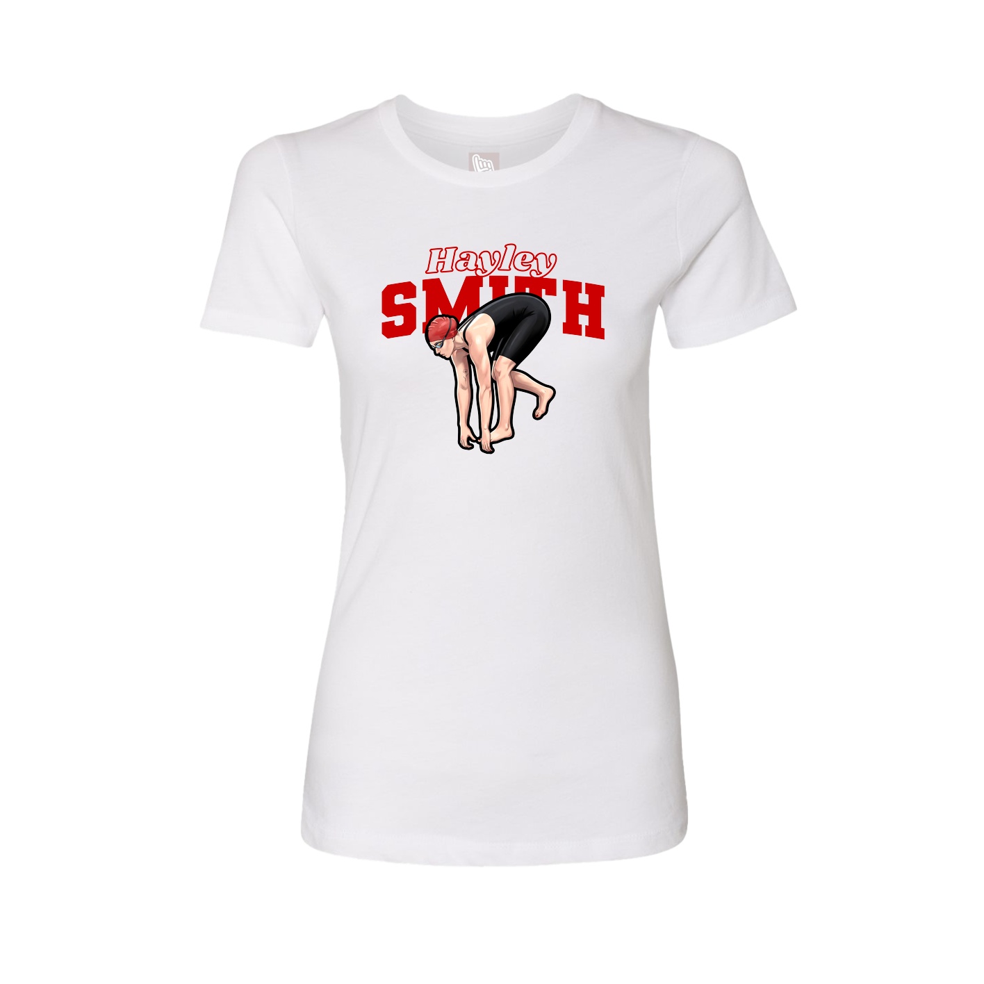 Womens Tee — Name Arch in White