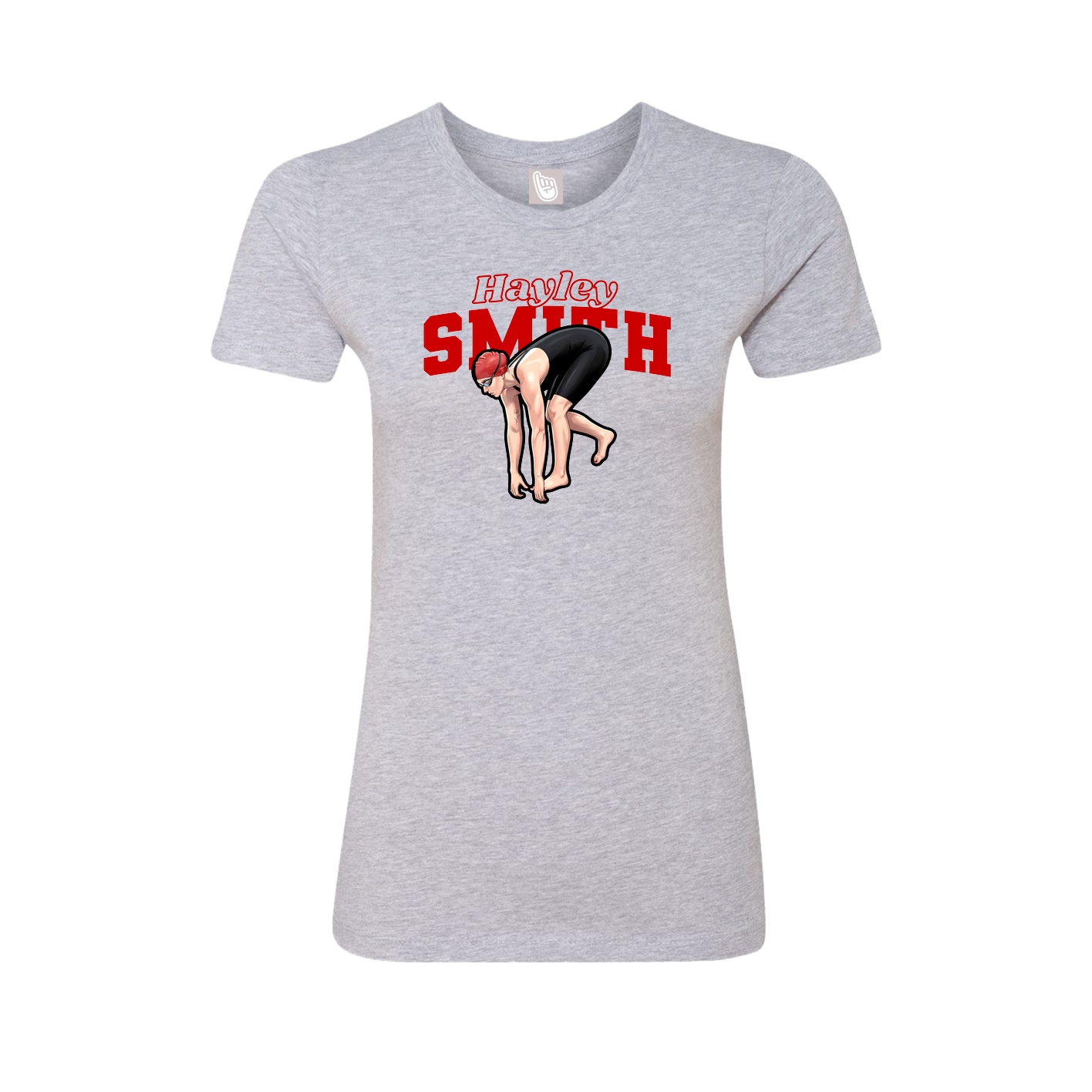 Fitted Women's Tee — Name Arch in Grey