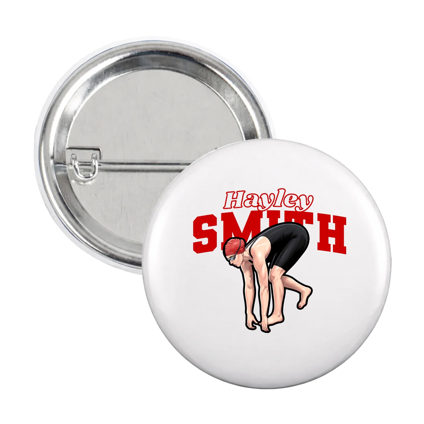 Game Day Button — Name Arch in White