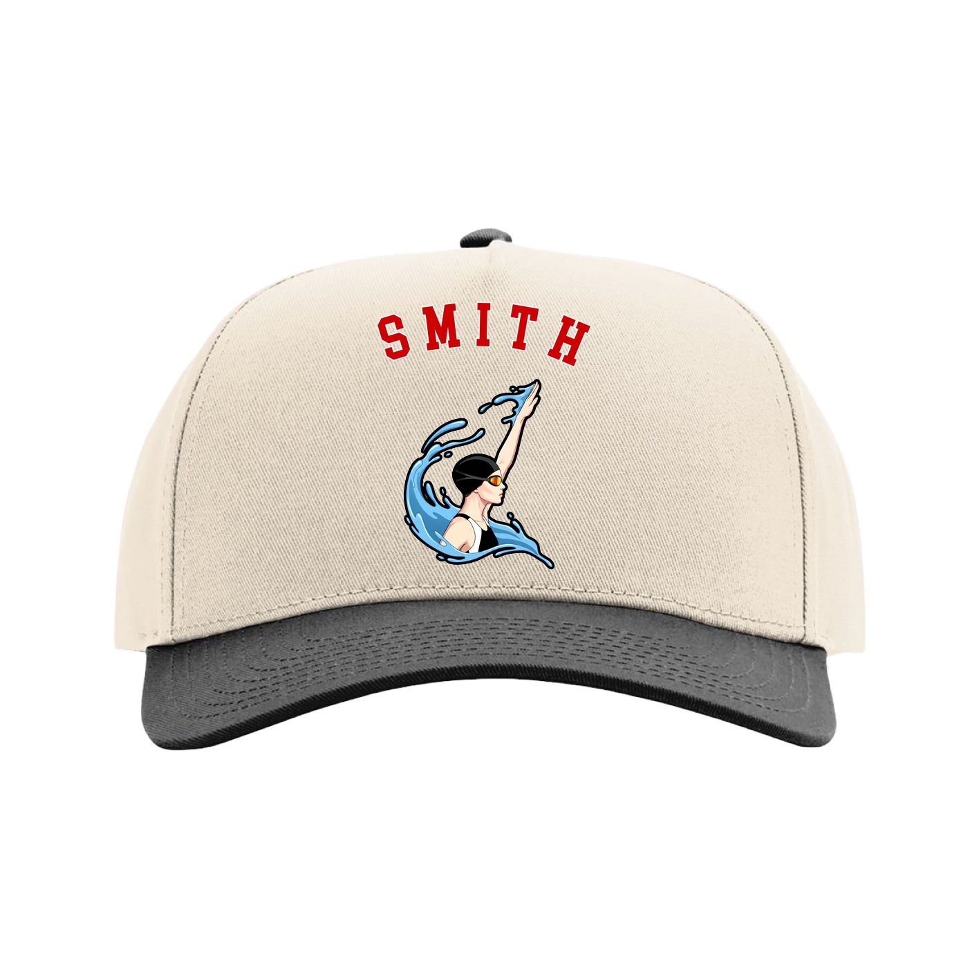 Full Fabric Five-Panel Champ Cap — Shirsey Arch in Cream/Black