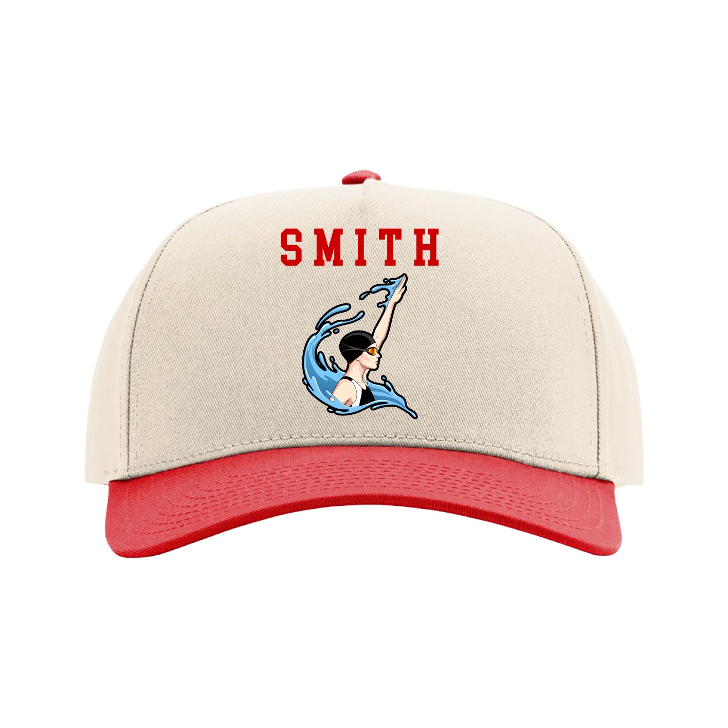 Full Fabric Five-Panel Champ Cap — Shirsey in Cream/Red