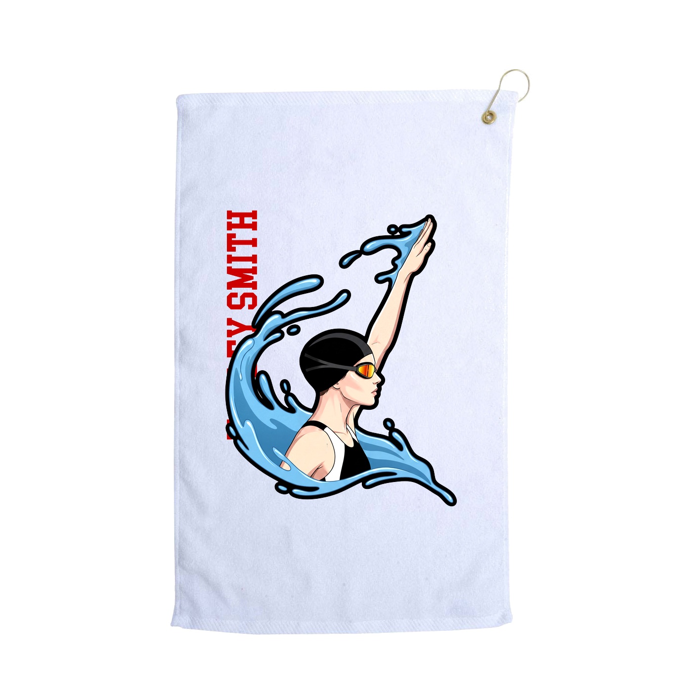 Golf Towel — Name Vertical in White