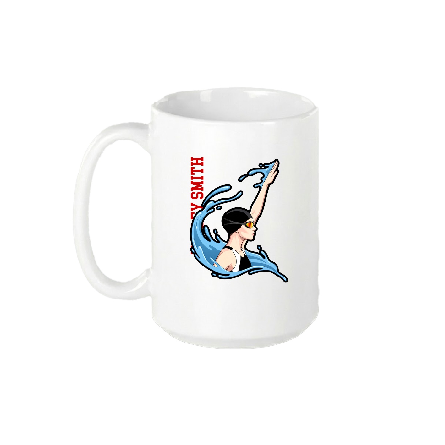 15oz Coffee Mug — Name Vertical in White