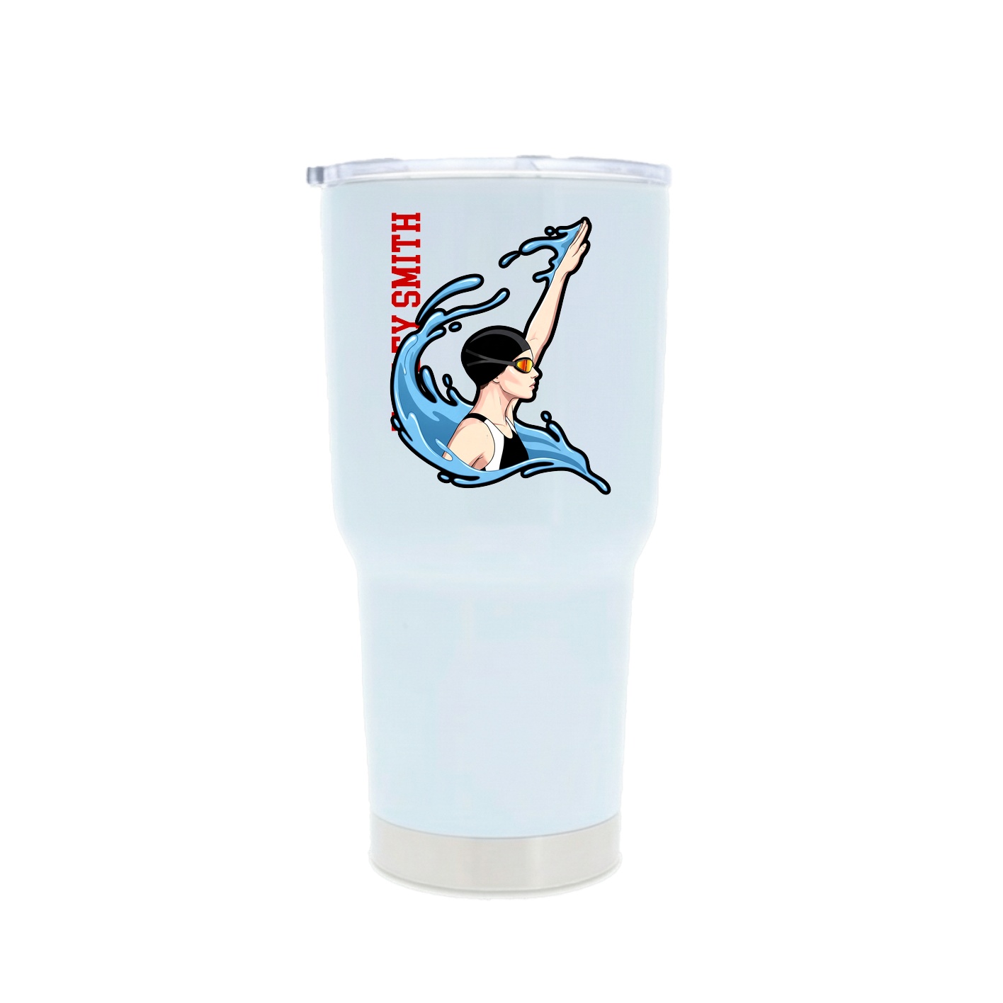 30oz Stainless Steel Tumbler — Name Vertical in White