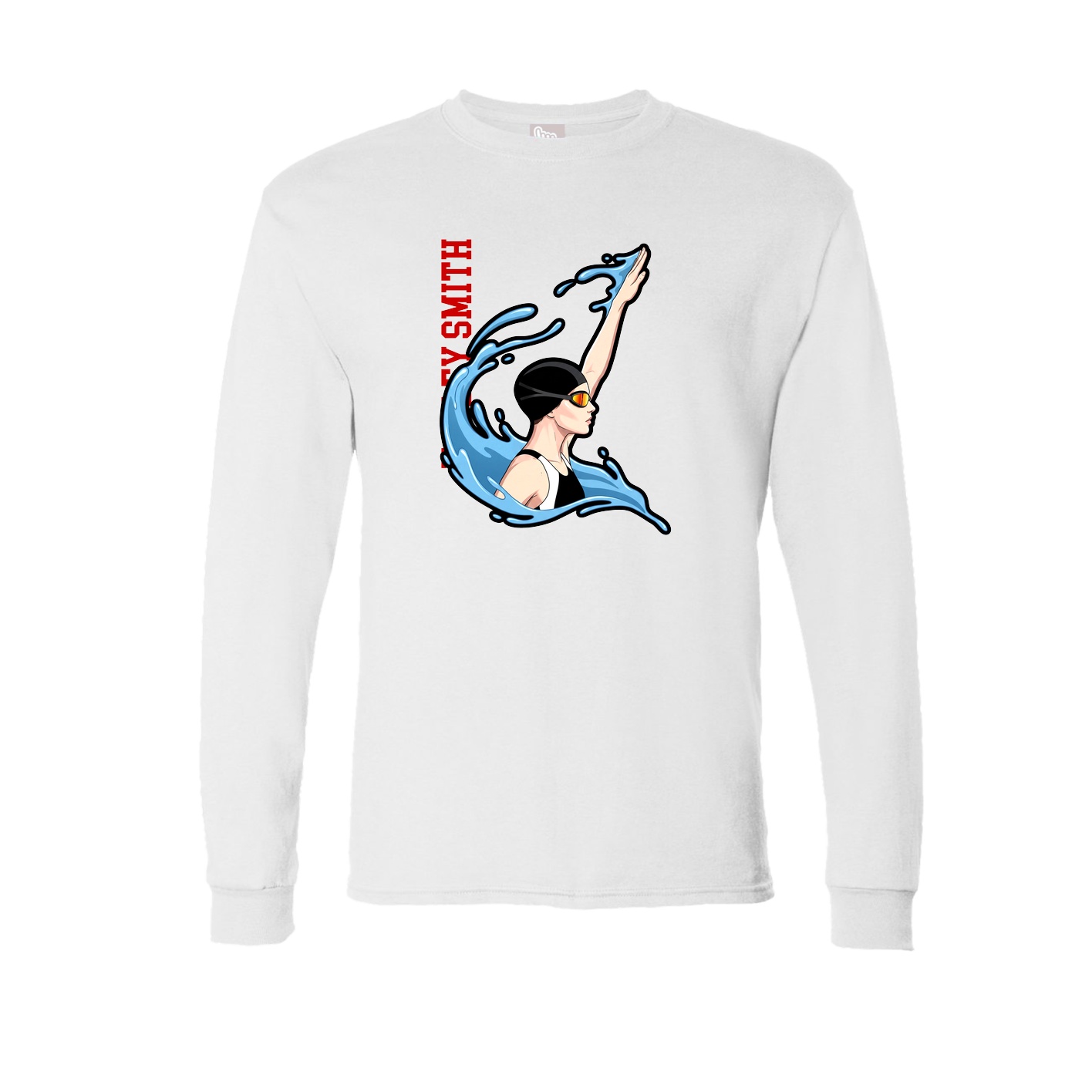 Long Sleeve Tee — Name Vertical in White