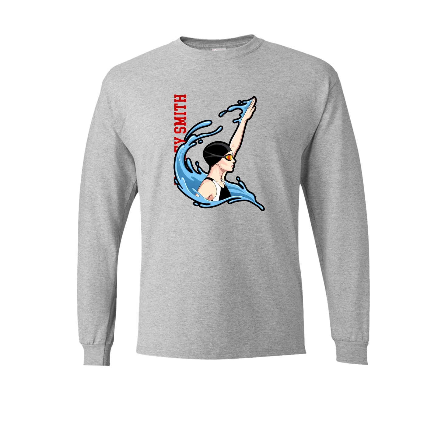 Long Sleeve Tee — Name Vertical in Grey