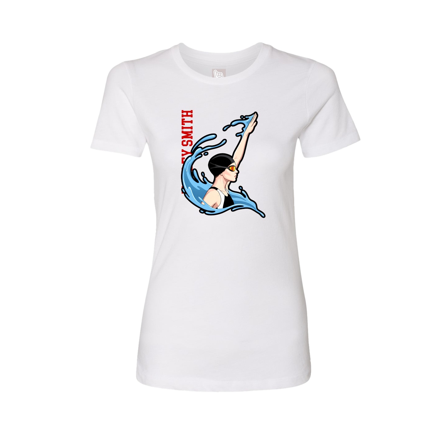 Womens Tee — Name Vertical in White