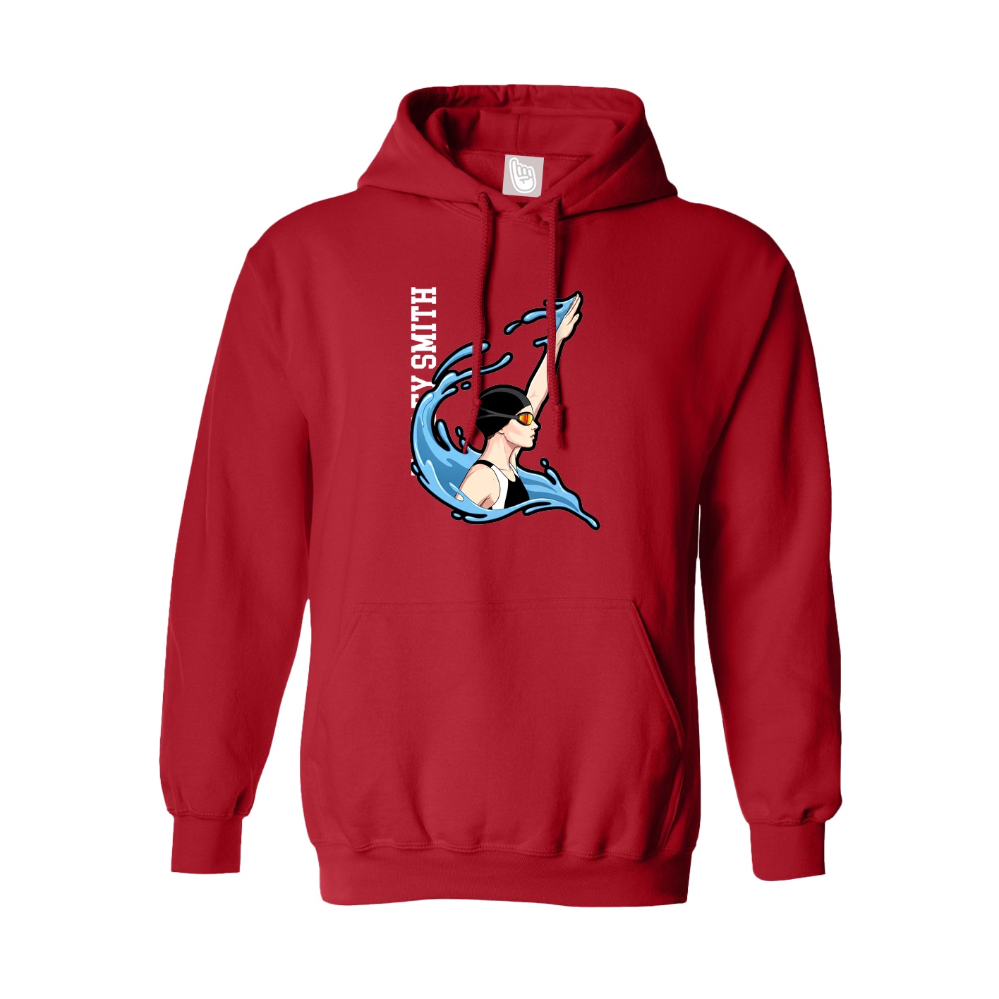 Youth Hoodie — Name Vertical in Red