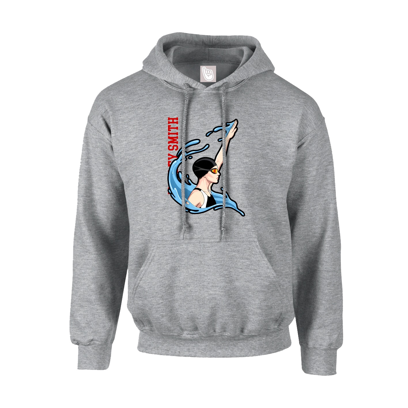 Youth Hoodie — Name Vertical in Grey