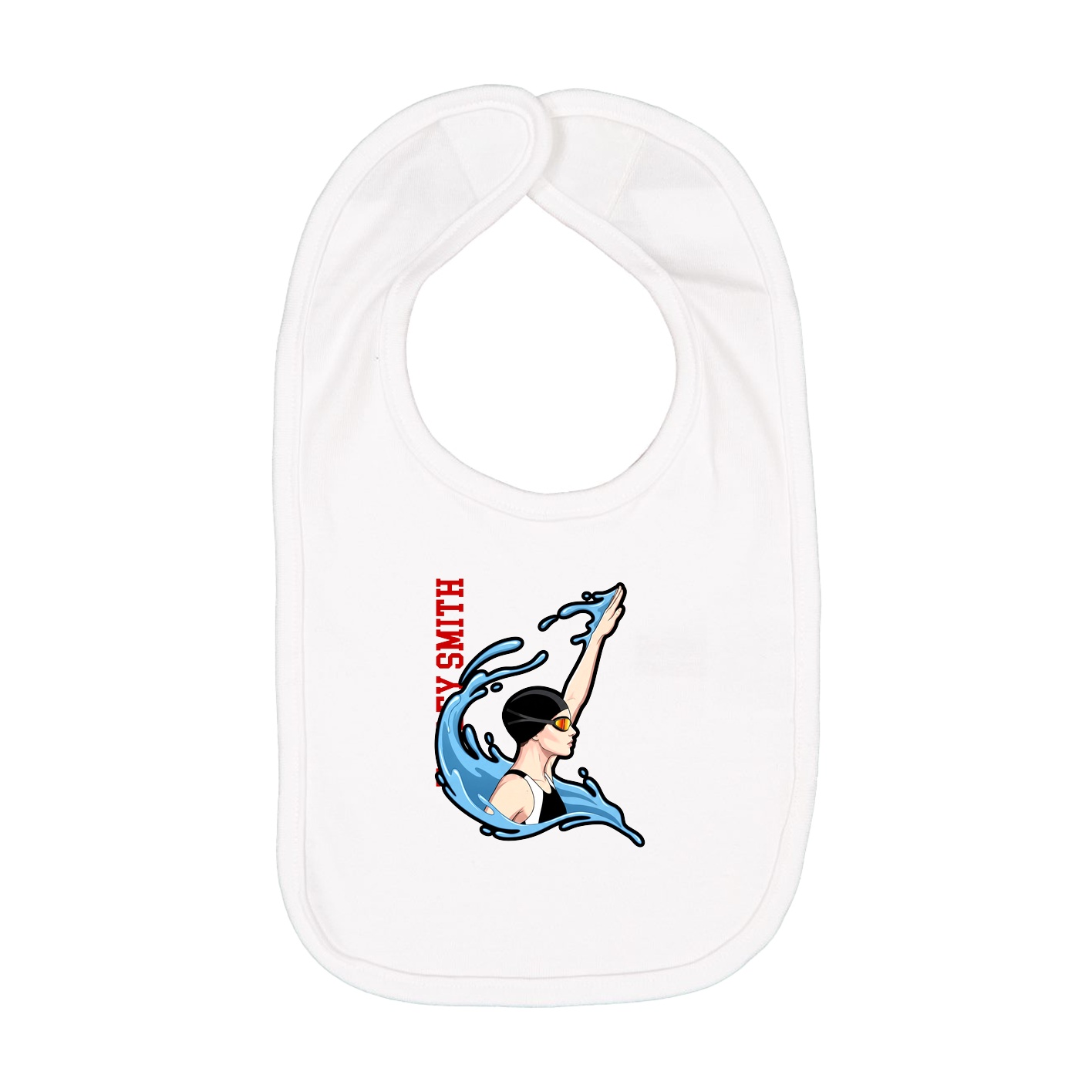 Infant Bib — Name Vertical in White