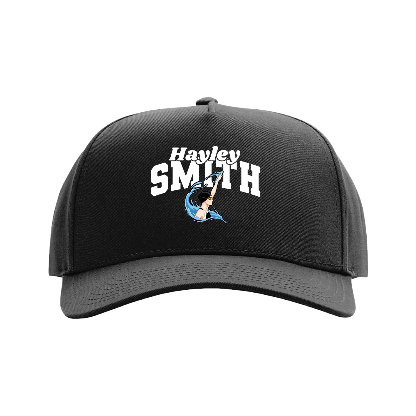 Full Fabric Five-Panel Champ Cap — Signature Arch in Black