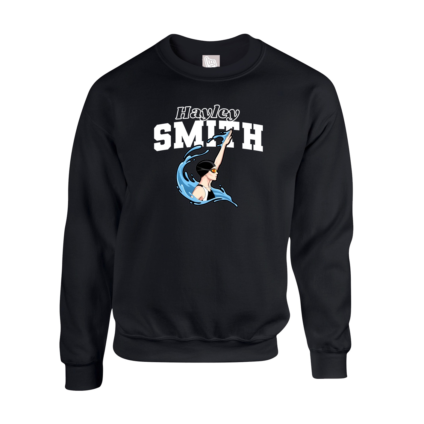 Fleece Crew — Name Arch in Black