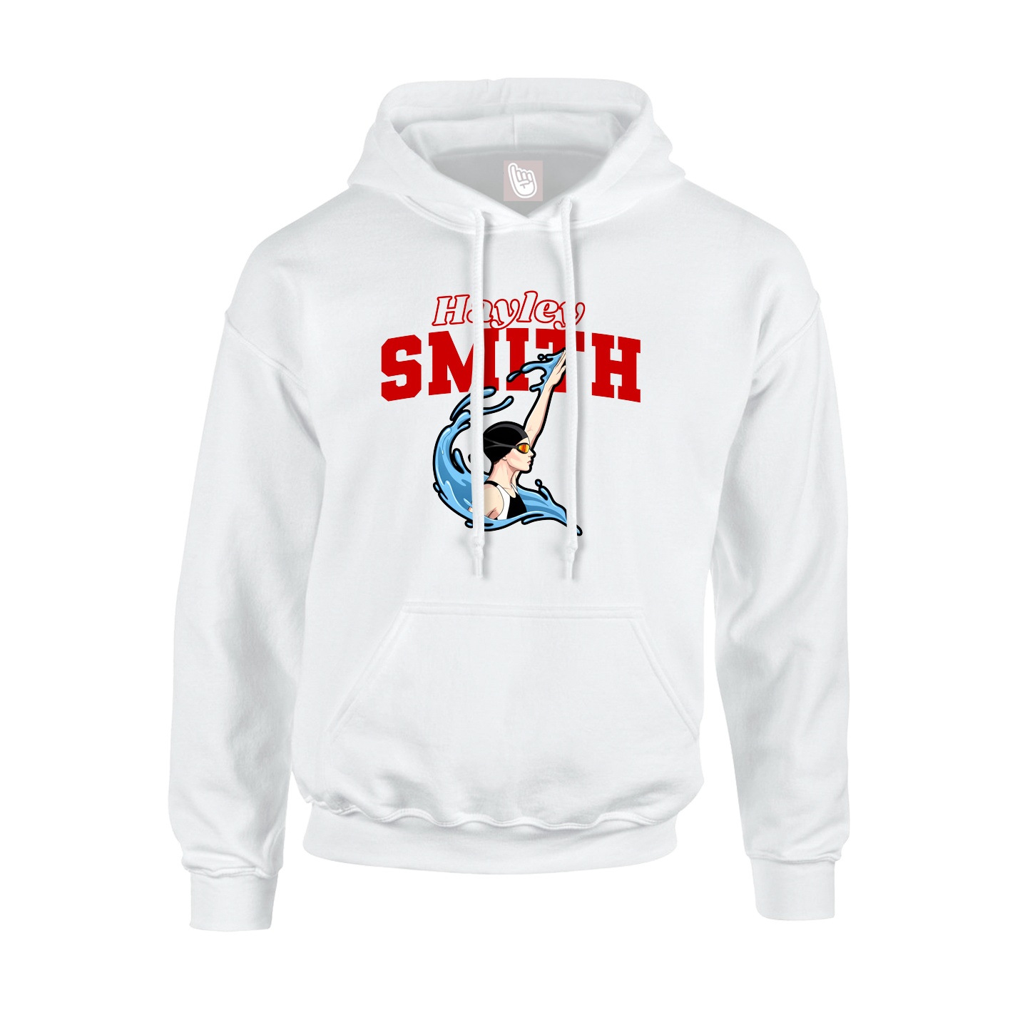 Youth Hoodie — Name Arch in White