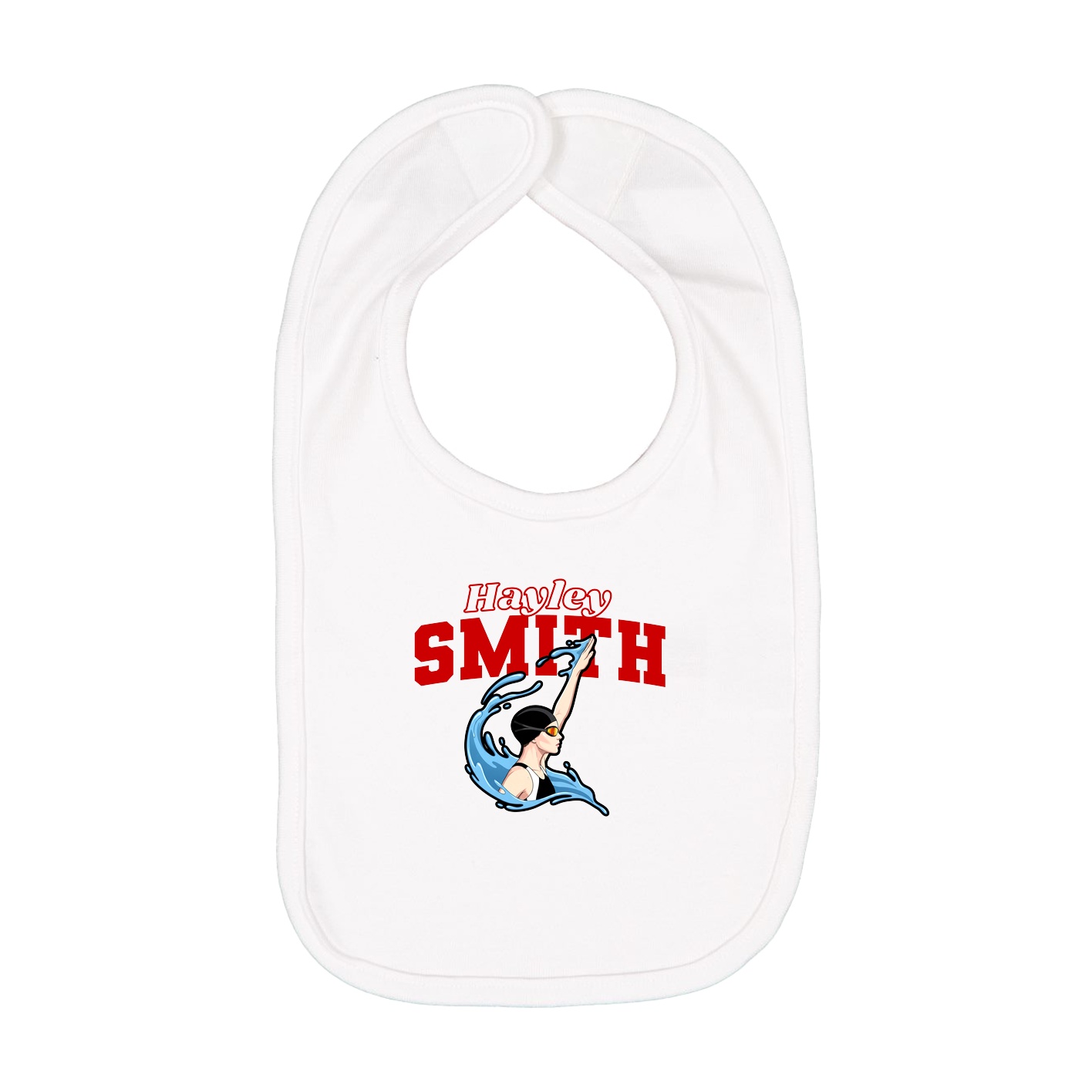 Infant Bib — Name Arch in White