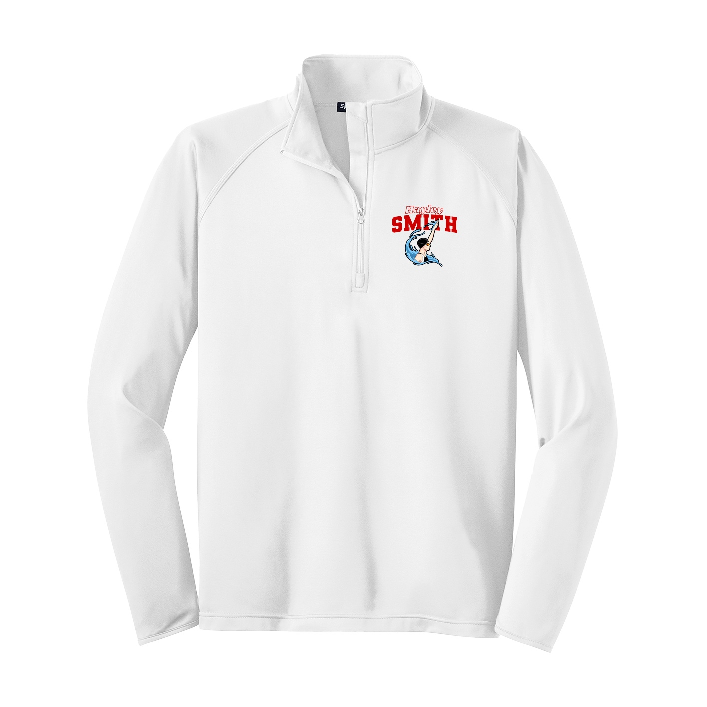 Q-Zip Pullover — Name Arch in White
