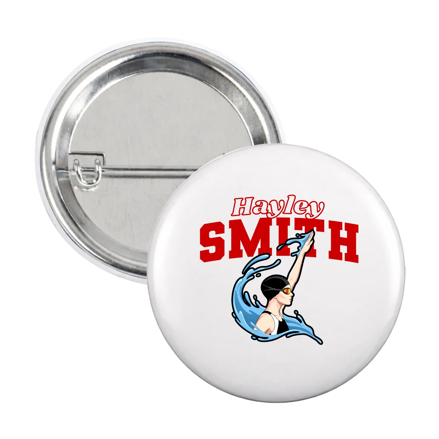 Game Day Button — Name Arch in White
