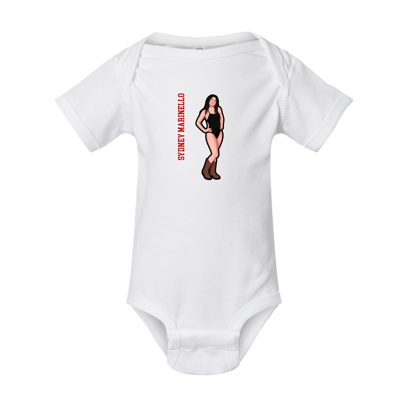 Baby Onesie — Name Vertical in White