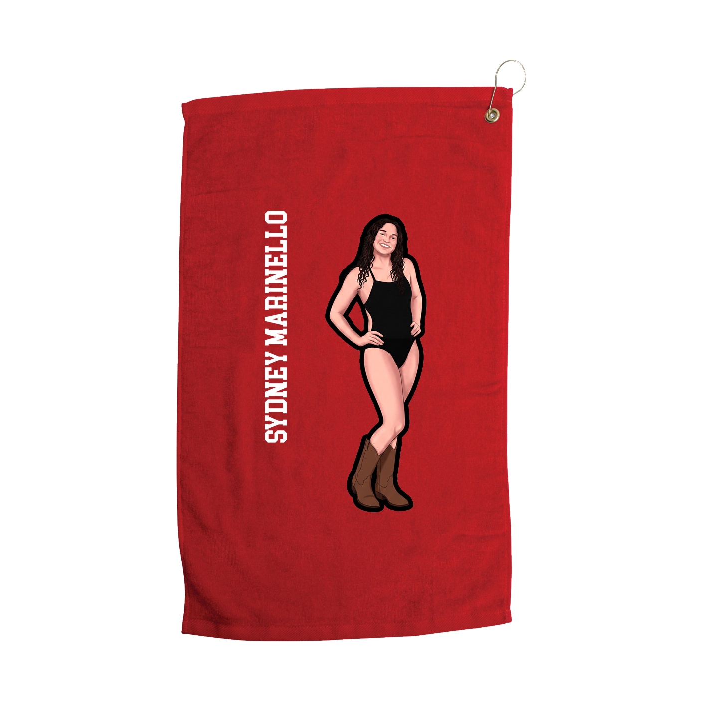 Golf Towel — Name Vertical in Red