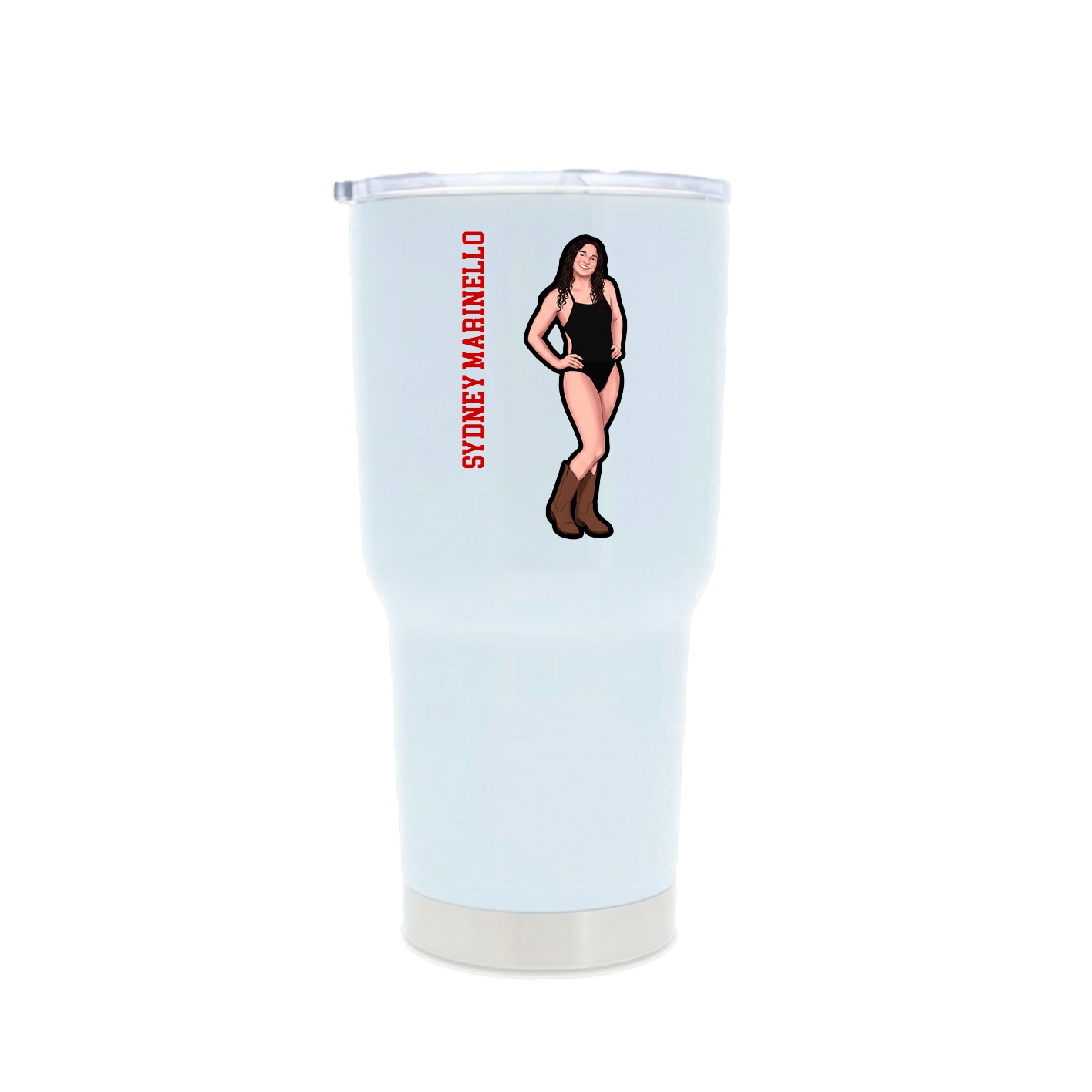 30oz Stainless Steel Tumbler — Name Vertical in White