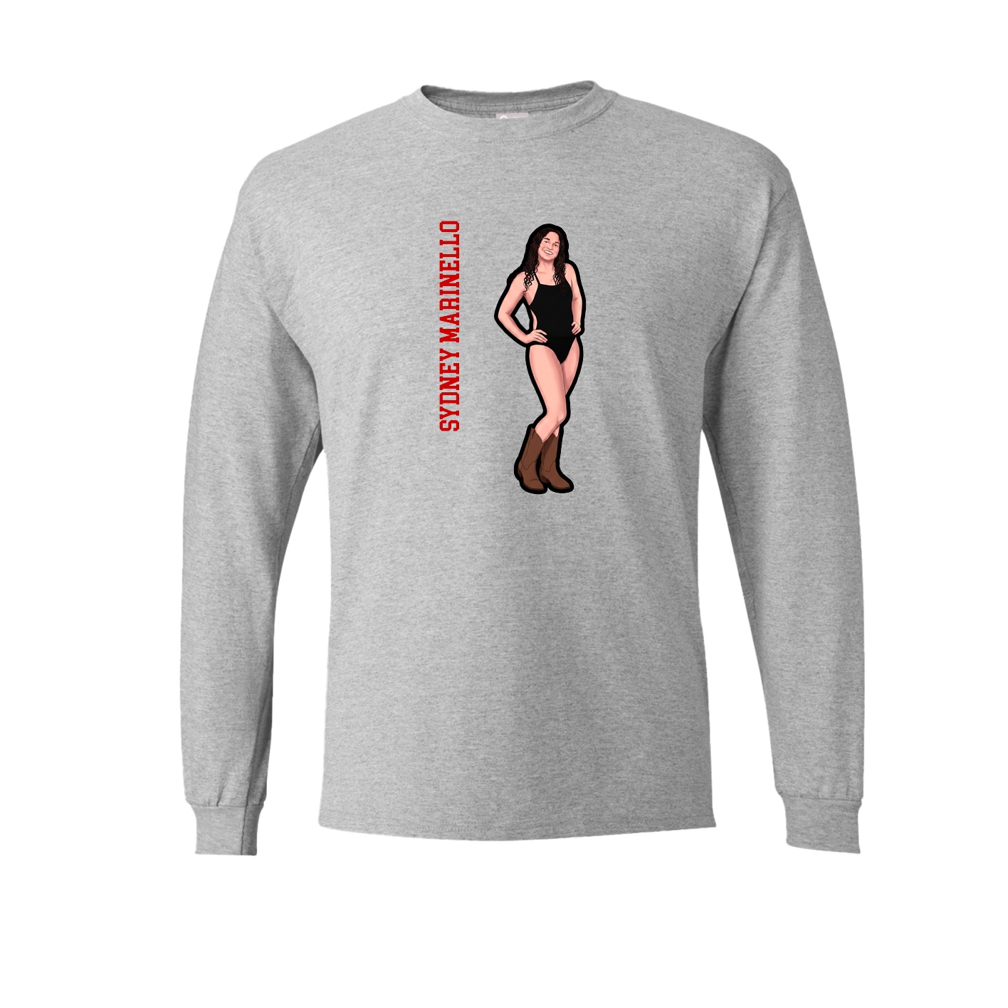 Long Sleeve Tee — Name Vertical in Grey
