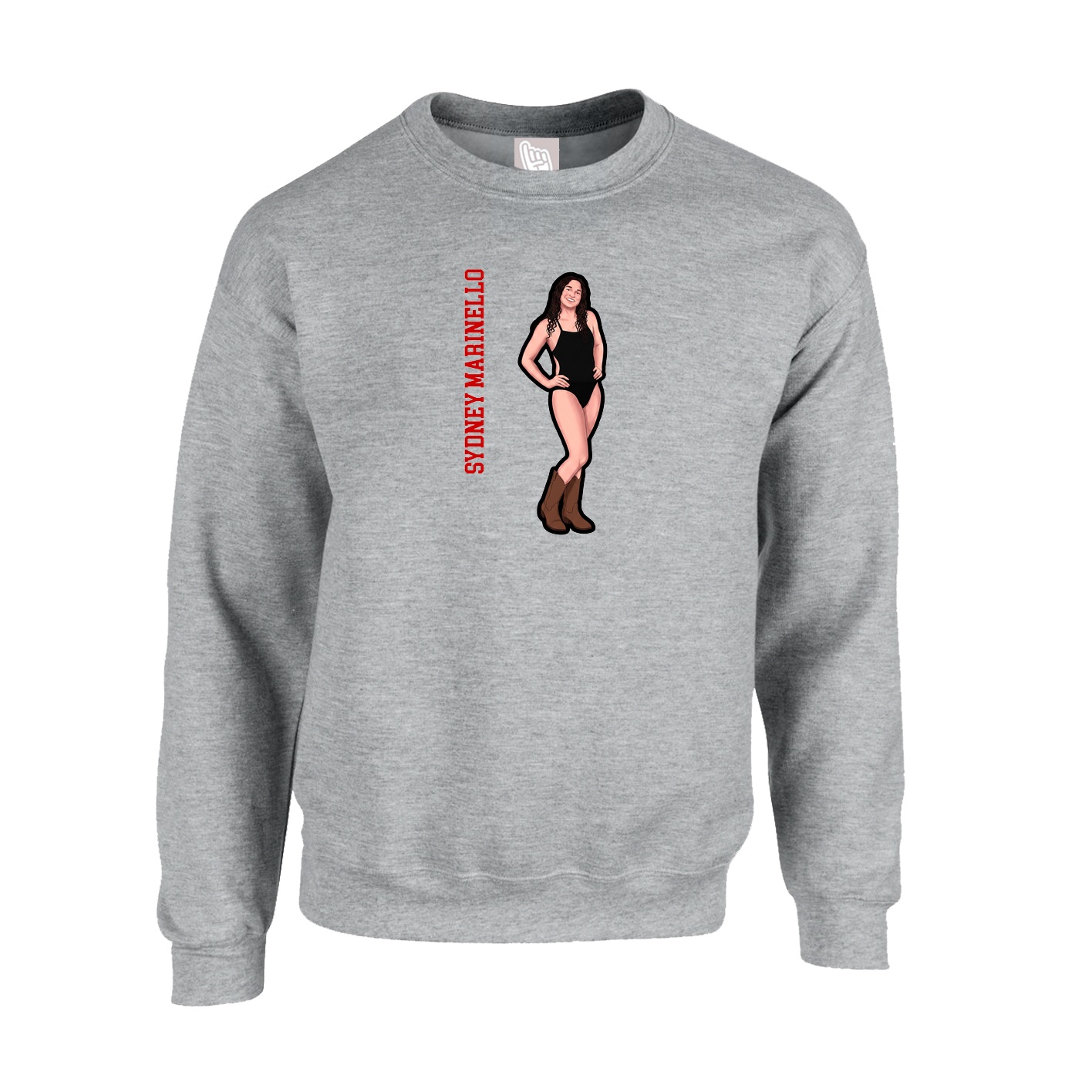 Fleece Crew — Name Vertical in Grey