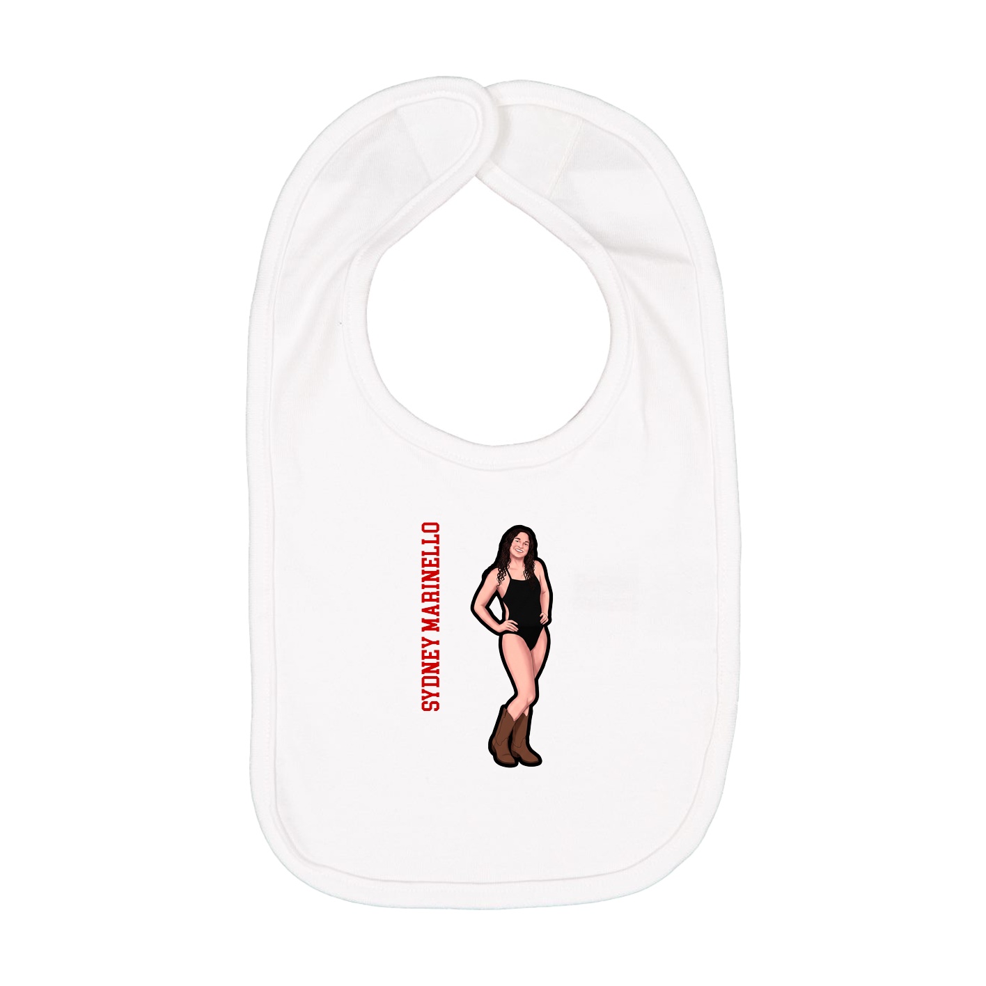 Infant Bib — Name Vertical in White