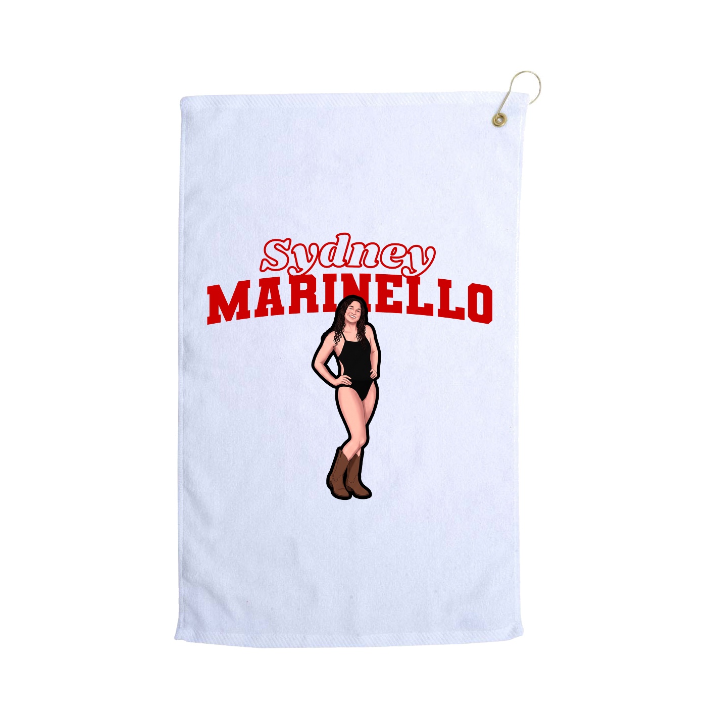 Golf Towel — Name Arch in White