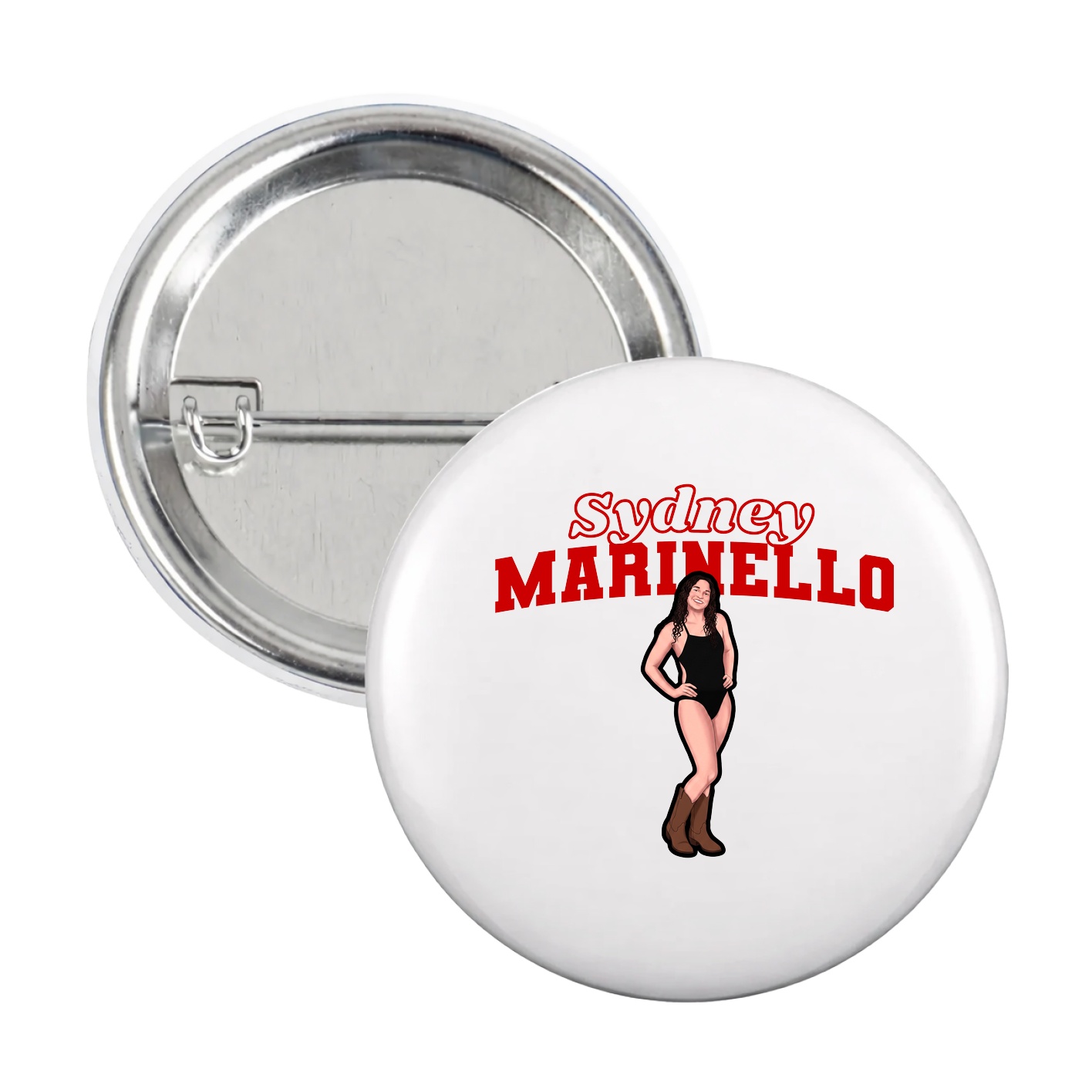 Game Day Button — Name Arch in White