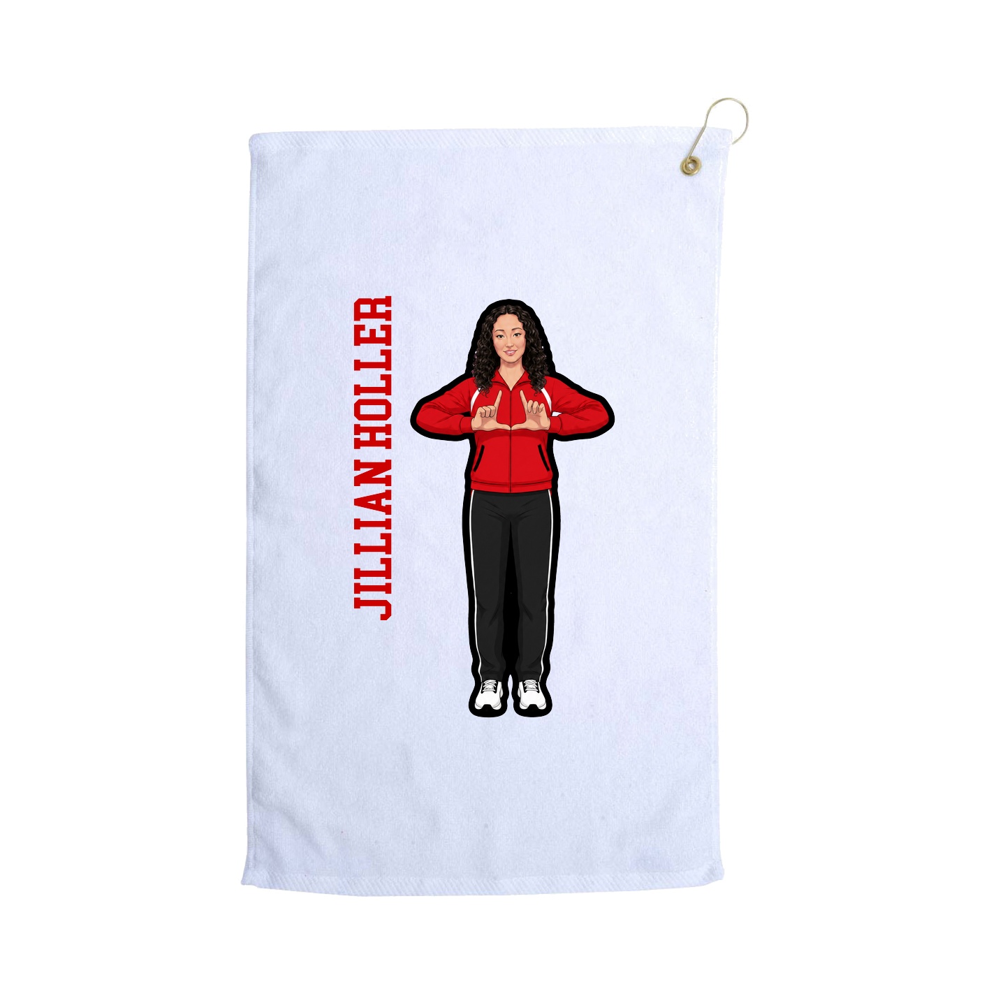 Golf Towel — Name Vertical in White